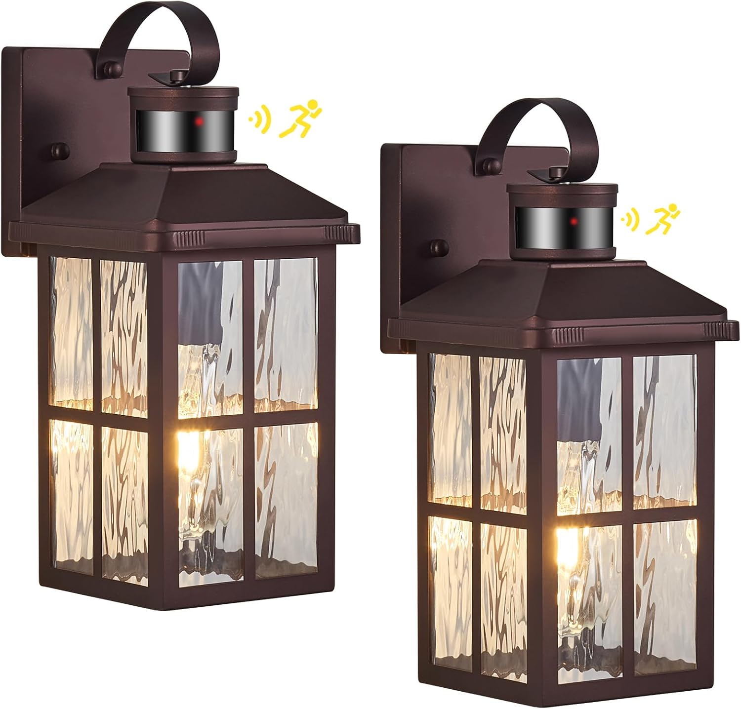 2 Pack Motion Sensor Porch Light Dusk to Dawn Outdoor Wall Light Bronze Exterior Lighting Fixtures Modern Outside Wall Mount Coach Lamp for House Garage Patio Front Door