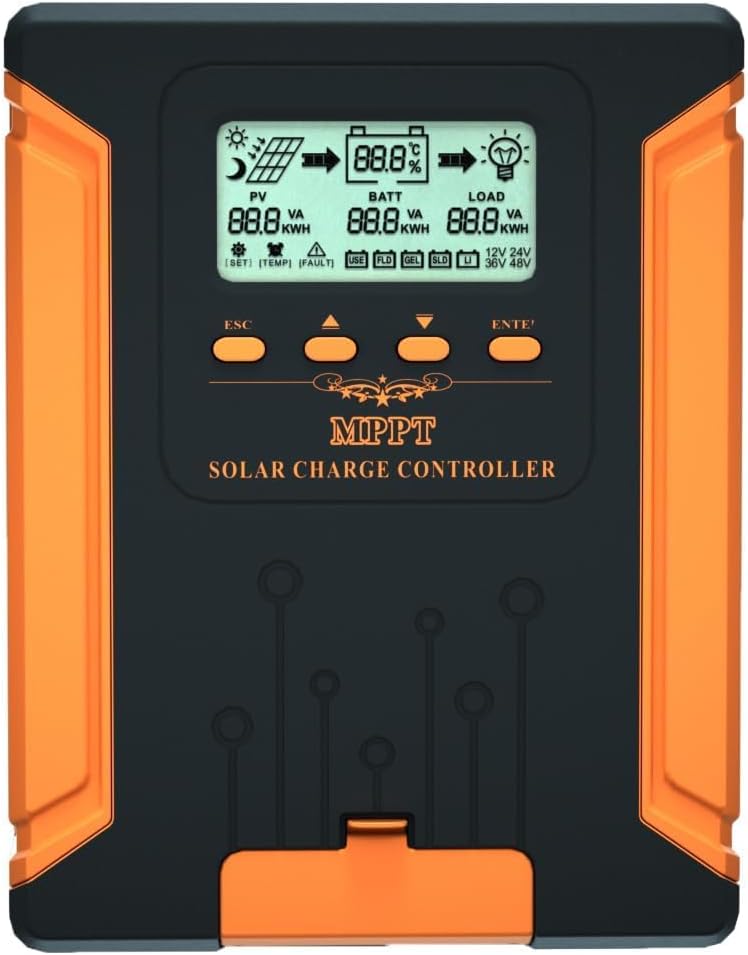 SolaMr 100A 180V MPPT Solar Charge Controller 12V/24V/36V/48V, LCD Screen Solar Panel Controller for Gel Sealed Flooded and Lithium LiFePO4 Battery (CM100A)