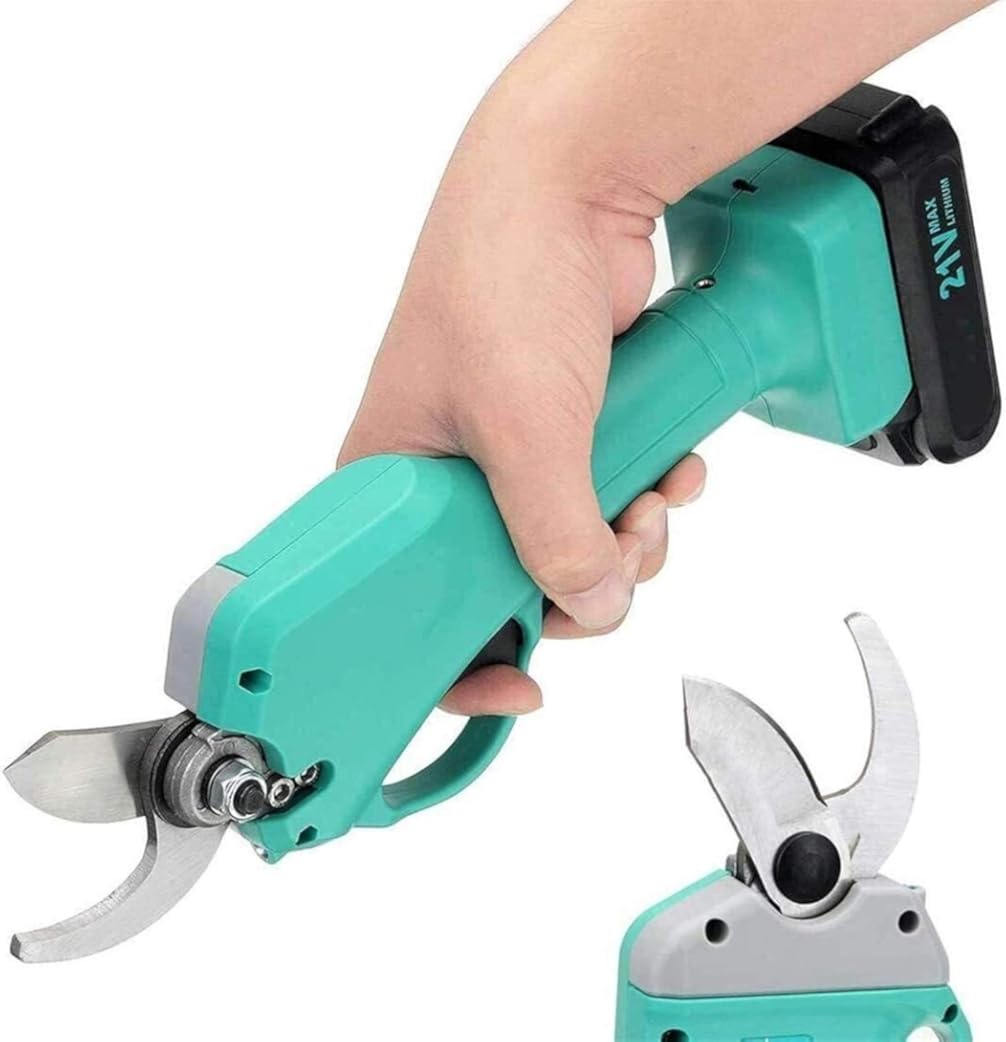 Professional Electric Pruning Shears 21V Lithium Cordless Scissors, Steel Blade, LED Flashlight Function, Garden Tree Stems Within 30MM