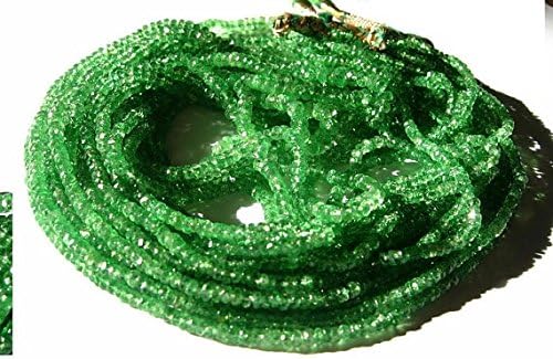 13 inch natural beads strand of 2-4mm faceted rondelle green tsavorite garnet gemstone beads for DIY jewelry - necklace, bracelet, earring, ring.