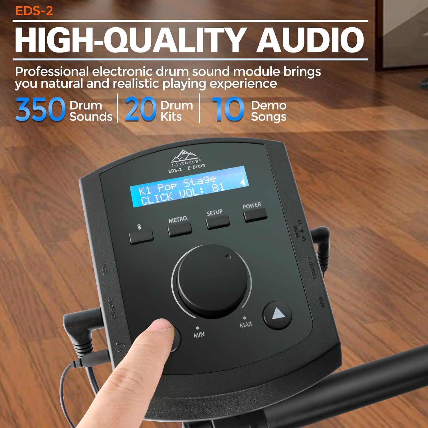 EASTROCK Electric Drum Set with Quiet Mesh Drum Pads, Electronic Drum Set for Beginner 2 Leg with Cymbals, Pedal, Upgraded Module, 350 Sounds, Bluetooth, USB MIDI, Headphone, Drum Stool, Sticks