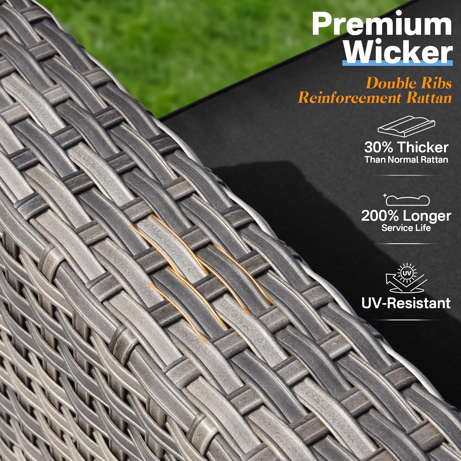 11 Pieces Patio Coversation Set with 42in Fire Pit Table, Outdoor Furniture Modular Couch with Swivel Rocking Chair, Rattan Wicker Sectional Sofa for Porch Balcony Backyard, Black