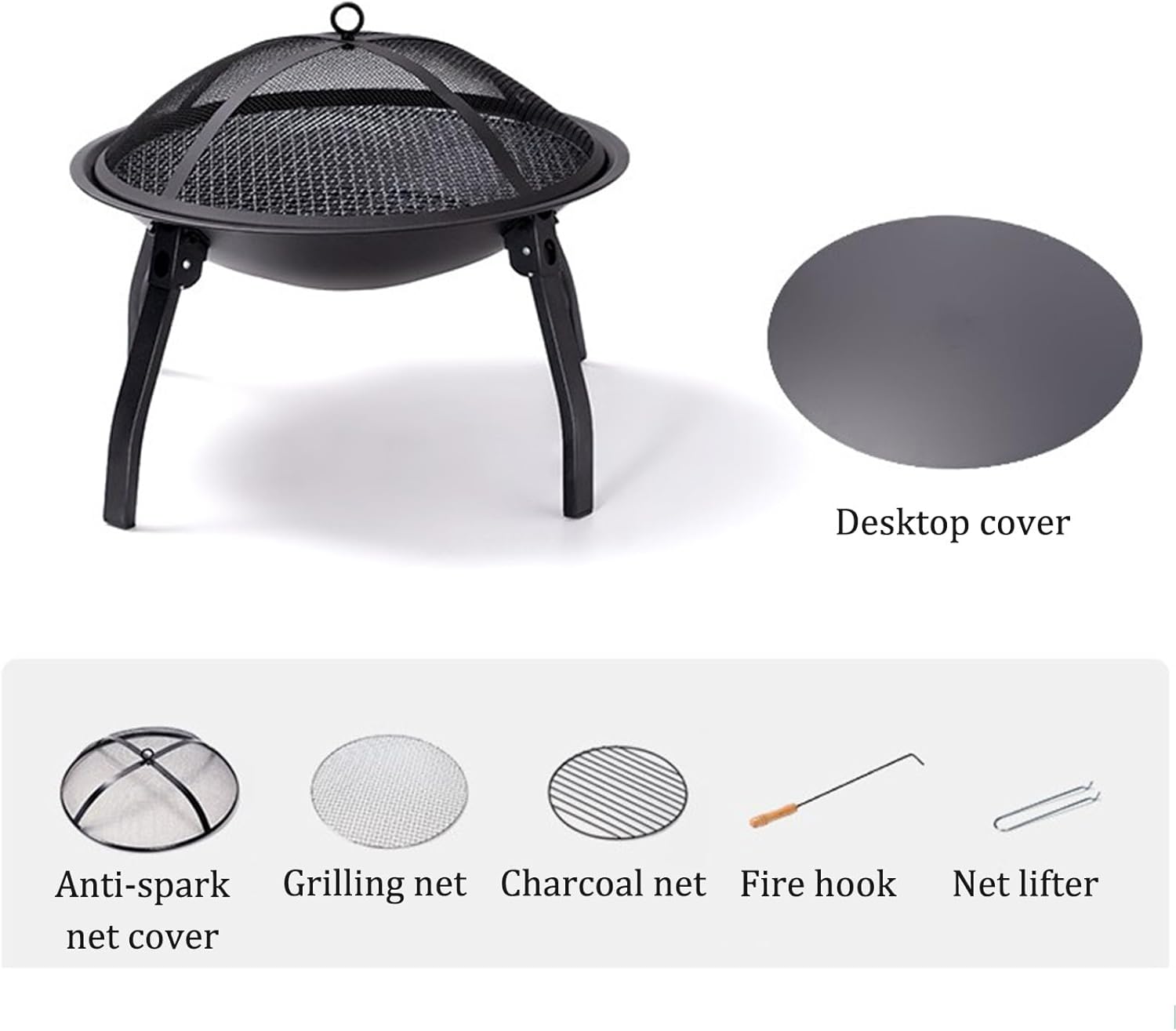 Portable Fire Bowl Folding Wood Burning Fire Pit Iron Brazier 21.7'' Outdoor Fire Pit Burning Bonfire Incinerator for Backyard Garden Camping Picnic.(Style3-55x45CM/21.7x17.7IN)