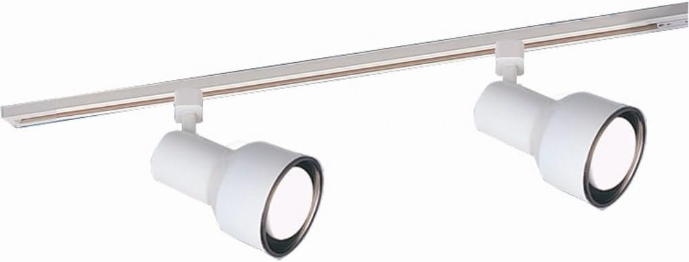 Nora Track Light NTL-172W - White - 2 ft. Track Kit (2) Step Type Cylinder Heads - For R20/PAR20 Lamps - Single Circuit - 120 Volt - Ready For Installation