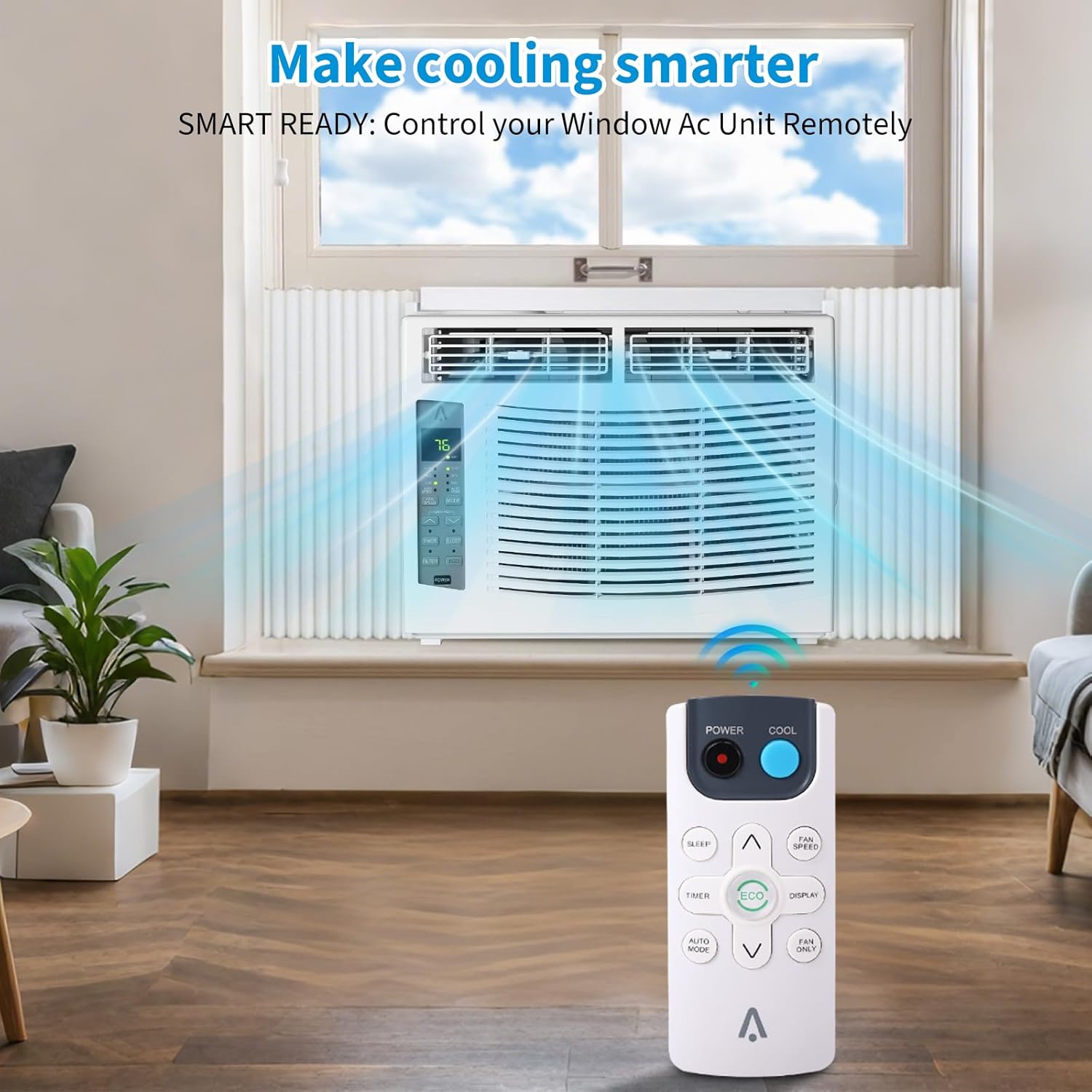 Window Air Conditioner 6000Btu - Cools Areas Up to 250 Sq. Ft., Featuring Dehumidifier, Fan, ECO Mode, Auto-Restart & 3 Speeds