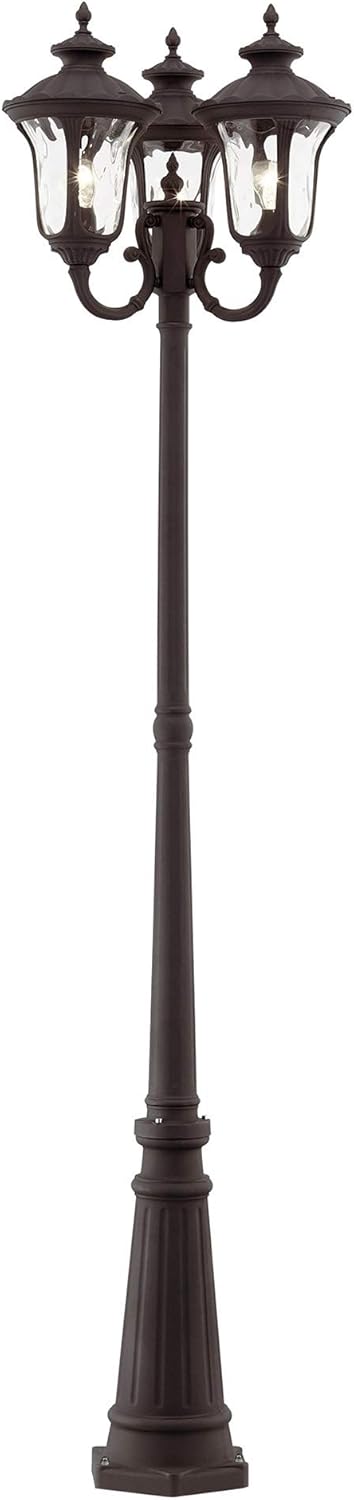 Livex Lighting 7866-07 Oxford 3 Light Outdoor 3 Head Post, Bronze