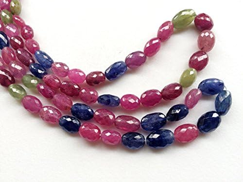 1 Strand Natural Multi Sapphire Plain Oval Beads, Multi Sapphire Statement Necklace 9-10mm 8