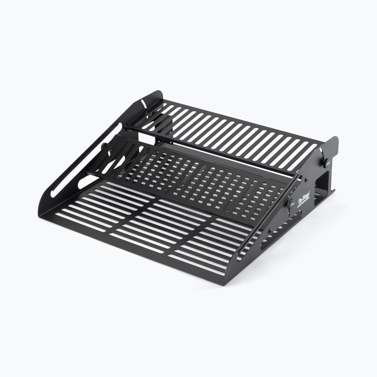 On-Stage SR5 Synth Rack (Desktop Keyboard Stand, Pedalboard, and Mini Rack, Three Tiers, Holds Mini Synths, Stompbox Effects, Drum Machines, Small Mixers, 2U of Rack Gear, Steel, Black, with Bag)