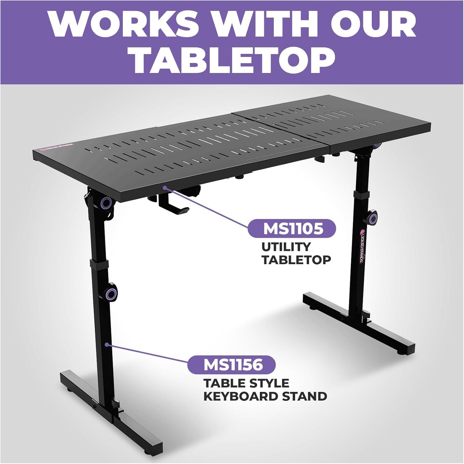 Liquid Stands Table Style Foldable Piano Keyboard Stand 54-88 Key – Heavy-Duty Music Piano Stand, Adjustable Height & Width, Headphone Hanger – Fits 2nd Tier, Tabletop – Electric, Digital, Portable