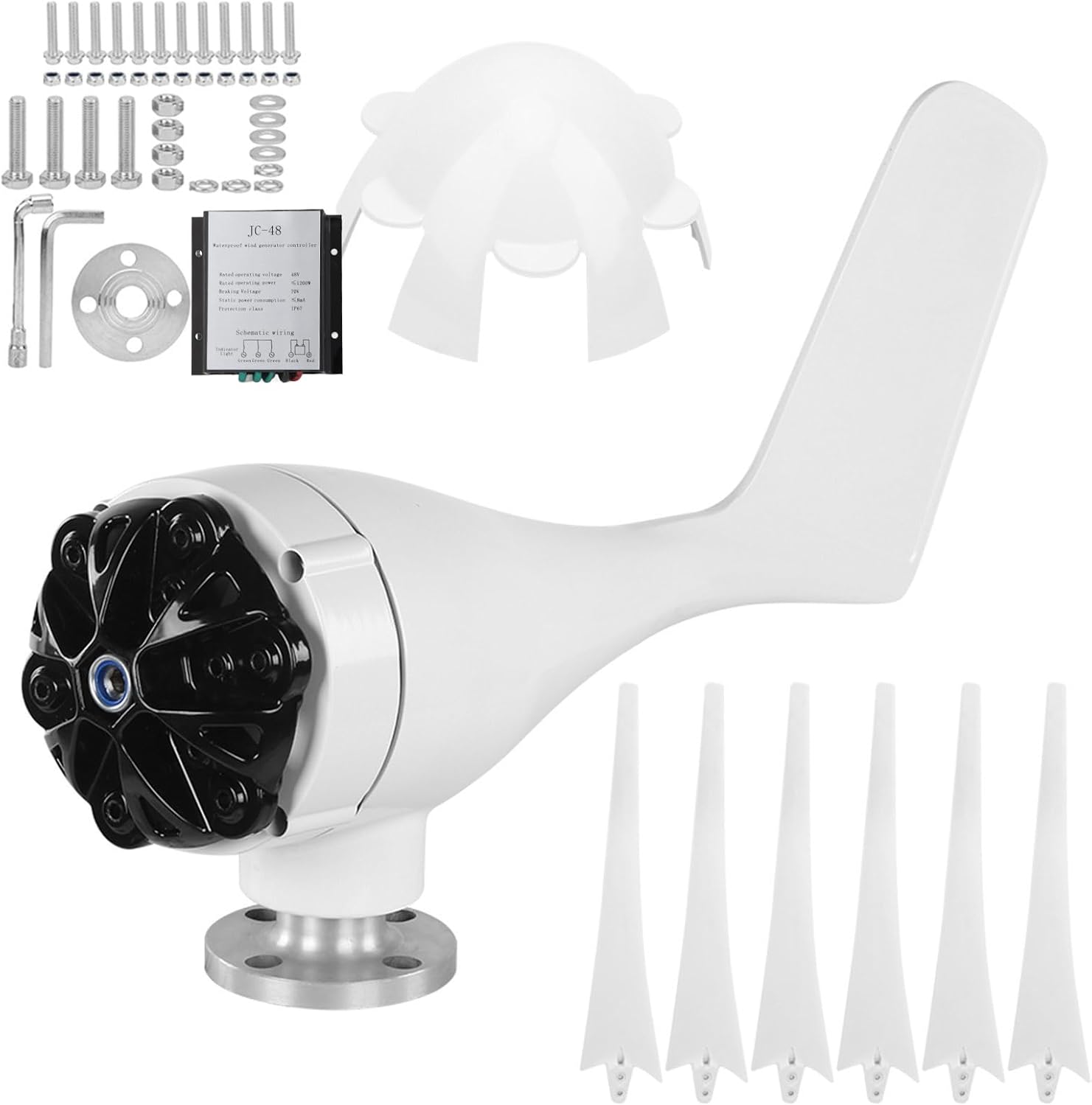 Professional 6 Blade Small Wind Turbine Generator 1600W 48V Industrial Solar and Wind Power Systems Parts and Accessories