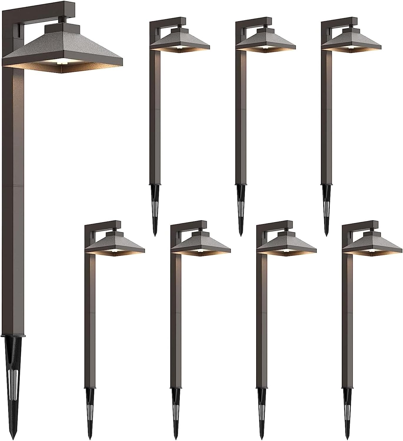 GOODSMANN Low Voltage Landscape Lights 8PK Landscape Lighting 1.5W LED 100 Lumen 12V AC Walkway Lights Wired Warm White with Cable Connectors Metal Stakes Compatible with Landscape Transformer