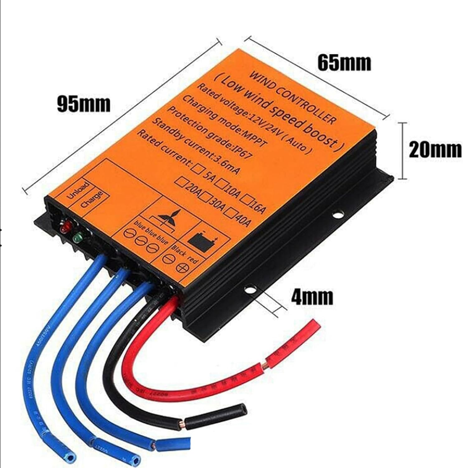 12V/24VMPPT Wind Turbine Generator Controller, Mini Wind Generator Controller with IP67 Waterproof Suitable,for 200W/300W/400W Wind Turbine System,48V
