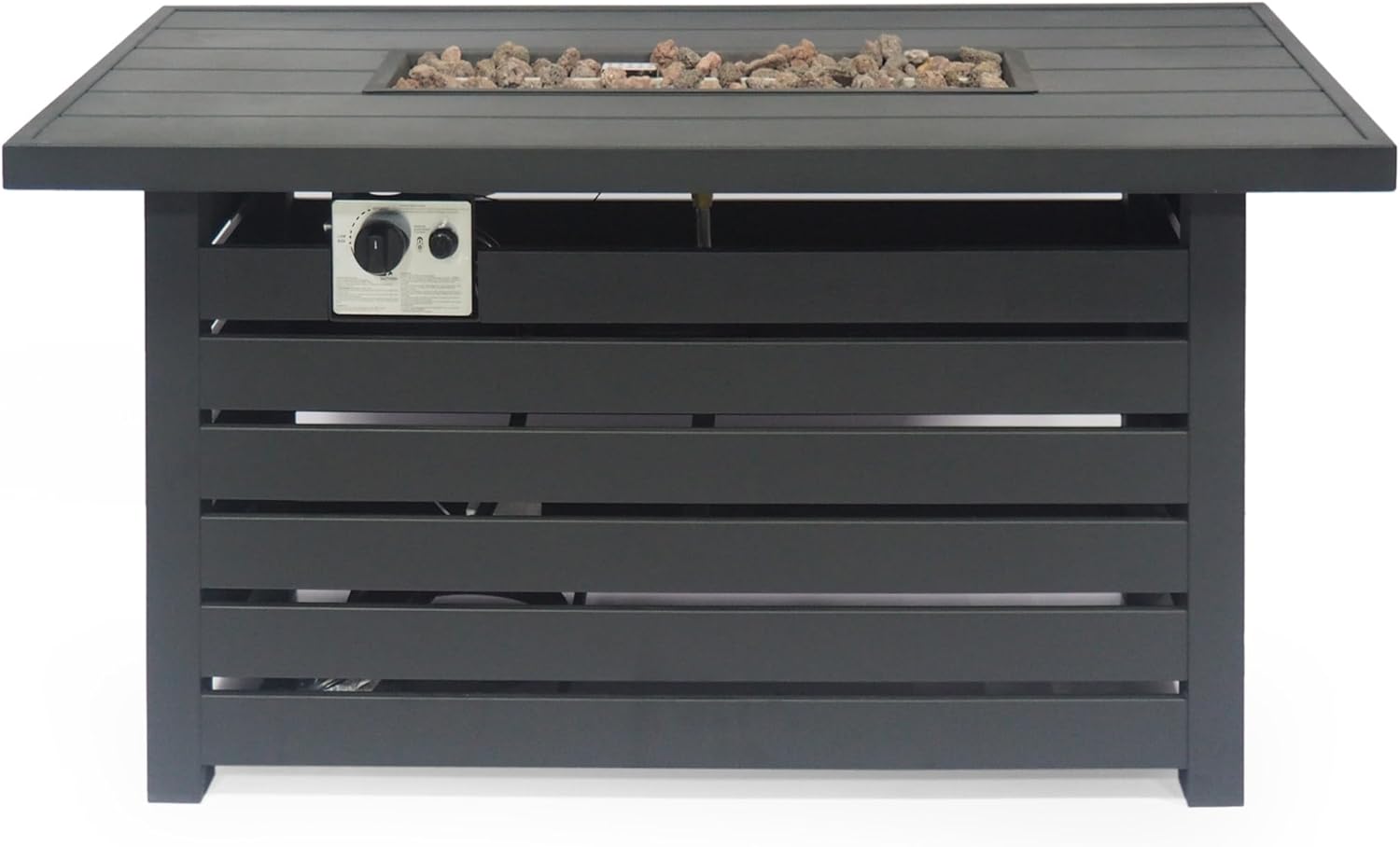 Propane Fire Pit Table, 30,000 BTU 45 Inch Rectangular Outdoor & Indoor, Portable Iron Gas Fire Pits for Outside Patio Backyard Garden, No Assembly, Only Table (Not Included Propane & Cover) - Black