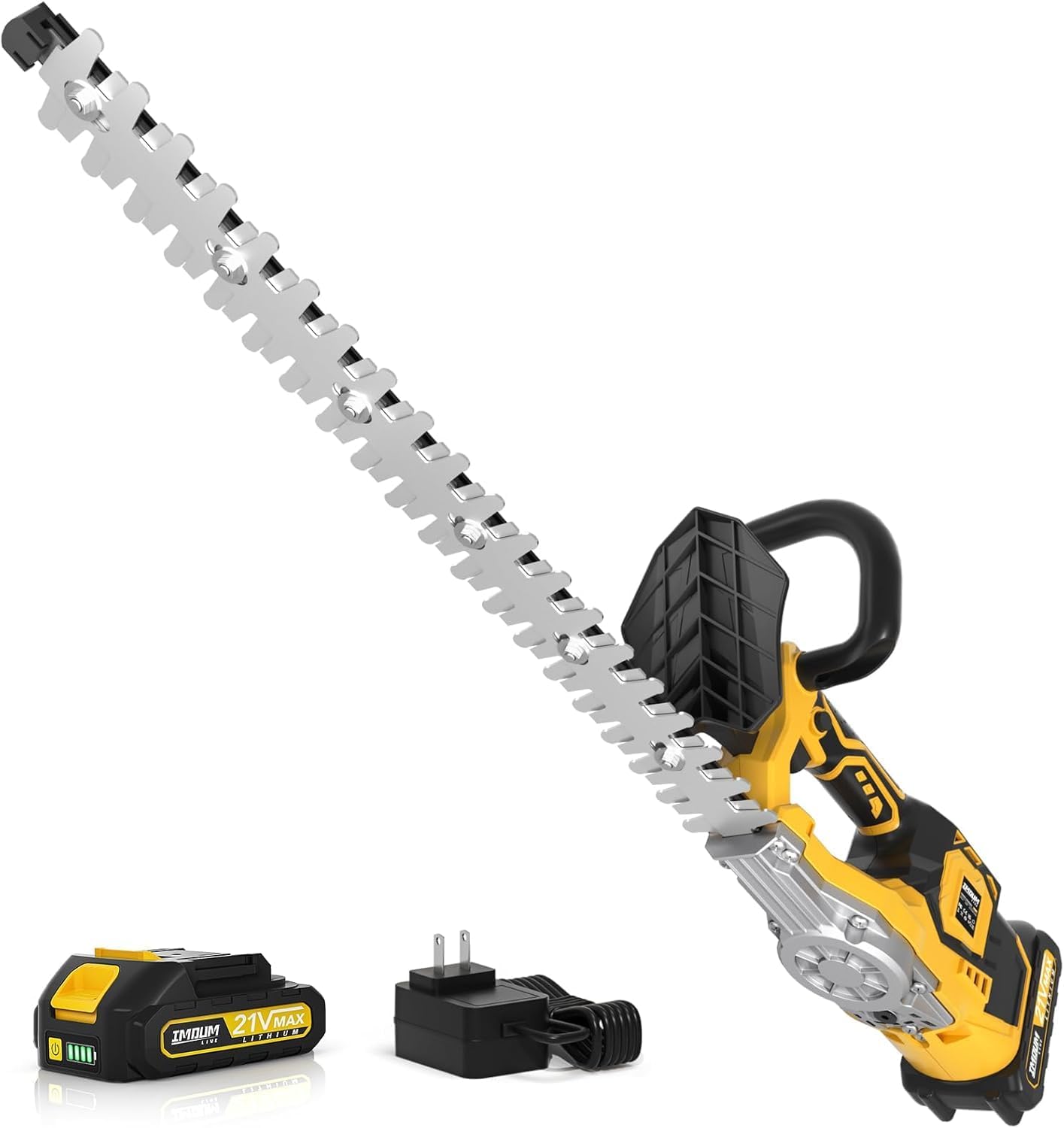 Hedge Trimmer Cordless(Battery & Charger Included), Electric Handheld Bush Shrub Trimmer, 20'' Edge Trimmer with 1/2'' Cutting Capacity & 3000RPM & BRUSHLESS, Compatible with Extension Pole, 4.4LBS