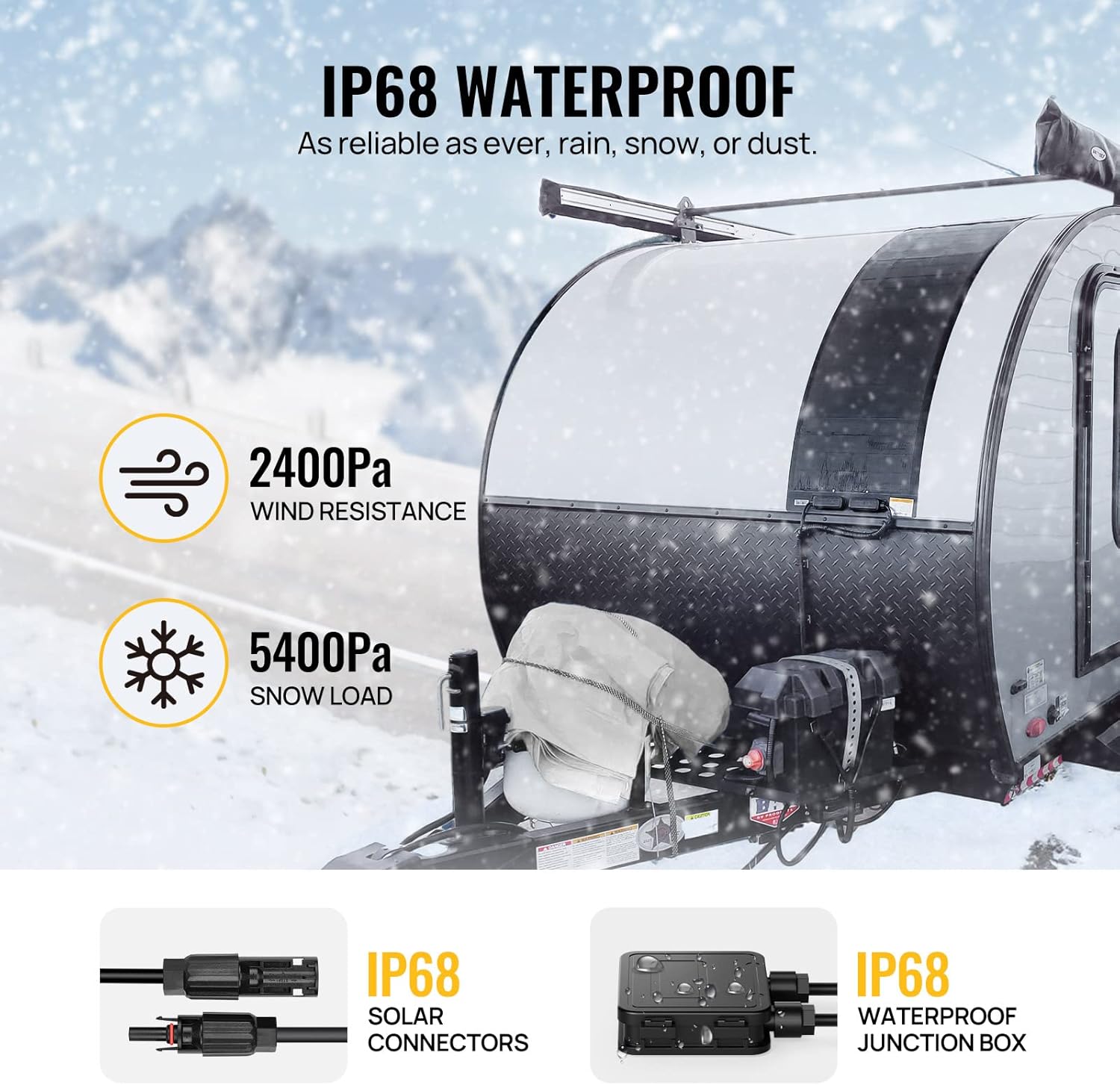 BougeRV Yuma 200W CIGS Thin-Film Flexible Solar Panel, The Most Flexible Anti-Shading Solar Panel with Tape for Easy Installation