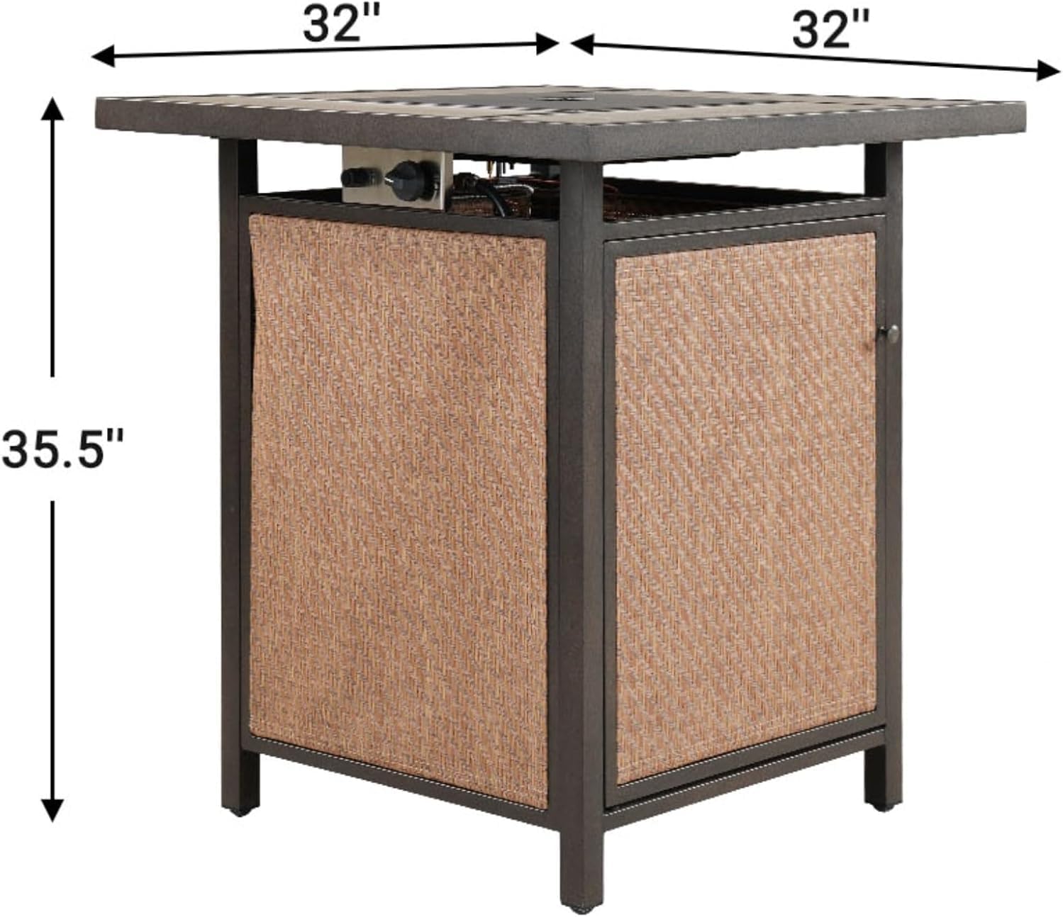 Grand patio 5-Piece Patio Swivel Bar Set with Fire Pit Table 60,000 BTU Heat Output, Outdoor Counter Height Patio Bar Stools Set of 5, High Bar Chairs with High Back, Coffee