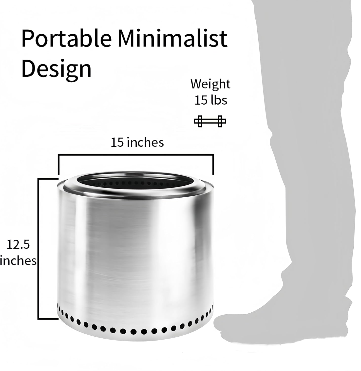 Stainless Steel Fire Stove Smokeless Fire Pit Wood Burning Lightweight Fireplace Weight 15lb Outdoor Activity Stove Ideal for 2-3 People