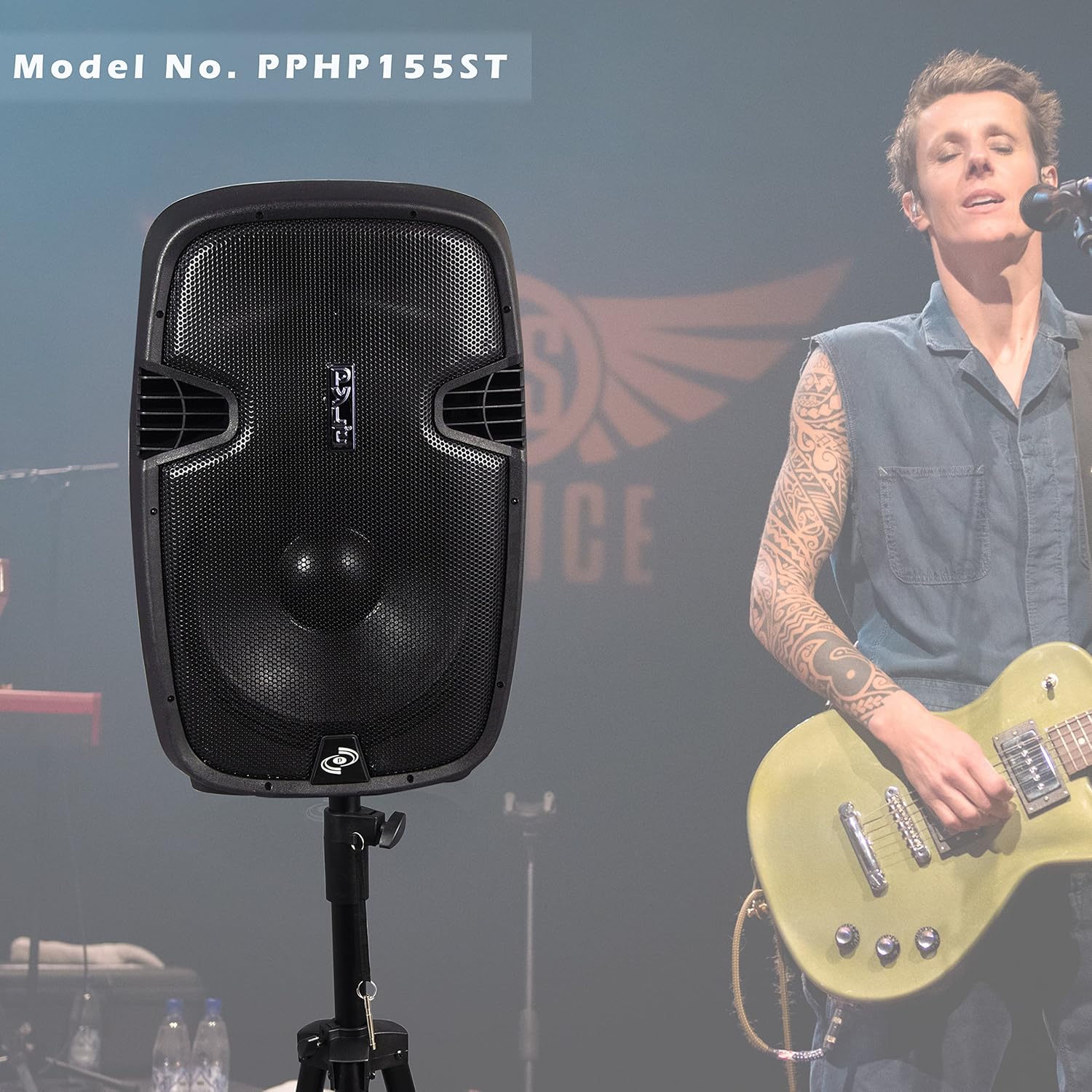 Pyle Wireless Portable PA Speaker System - 1500W High Powered Bluetooth Compatible Active Outdoor Sound Speakers w/USB SD MP3 RCA - 35mm Mount, Stand, Microphone, Power Cable - Pyle PPHP155ST