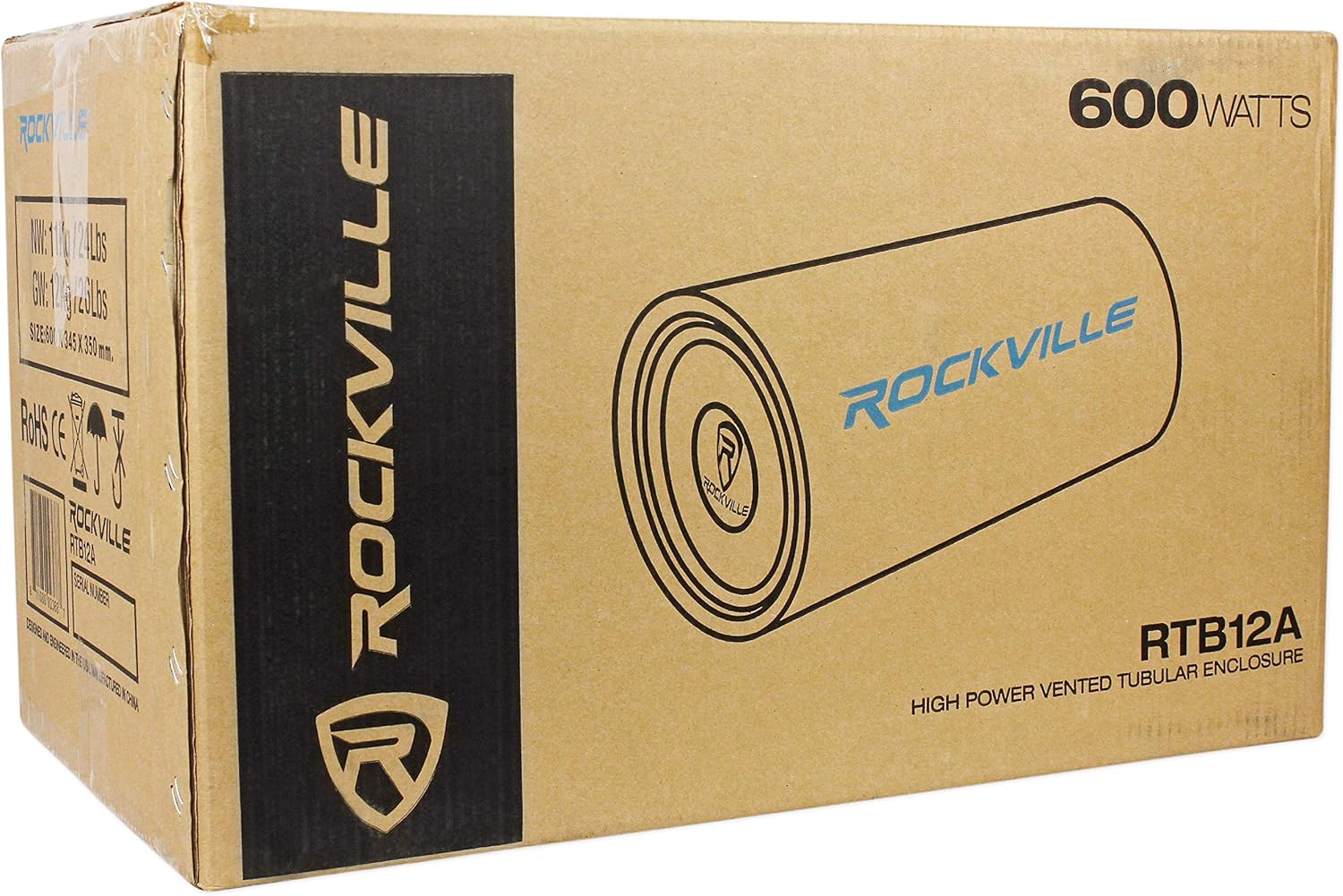 Rockville RTB12A Bundle: 12 in 600 Watt Powered Subwoofer Bass Tube with Bass Remote, RWK10 10 Gauge Amp Installation Kit with RCA and ANL Fuse Holder, 2-Items