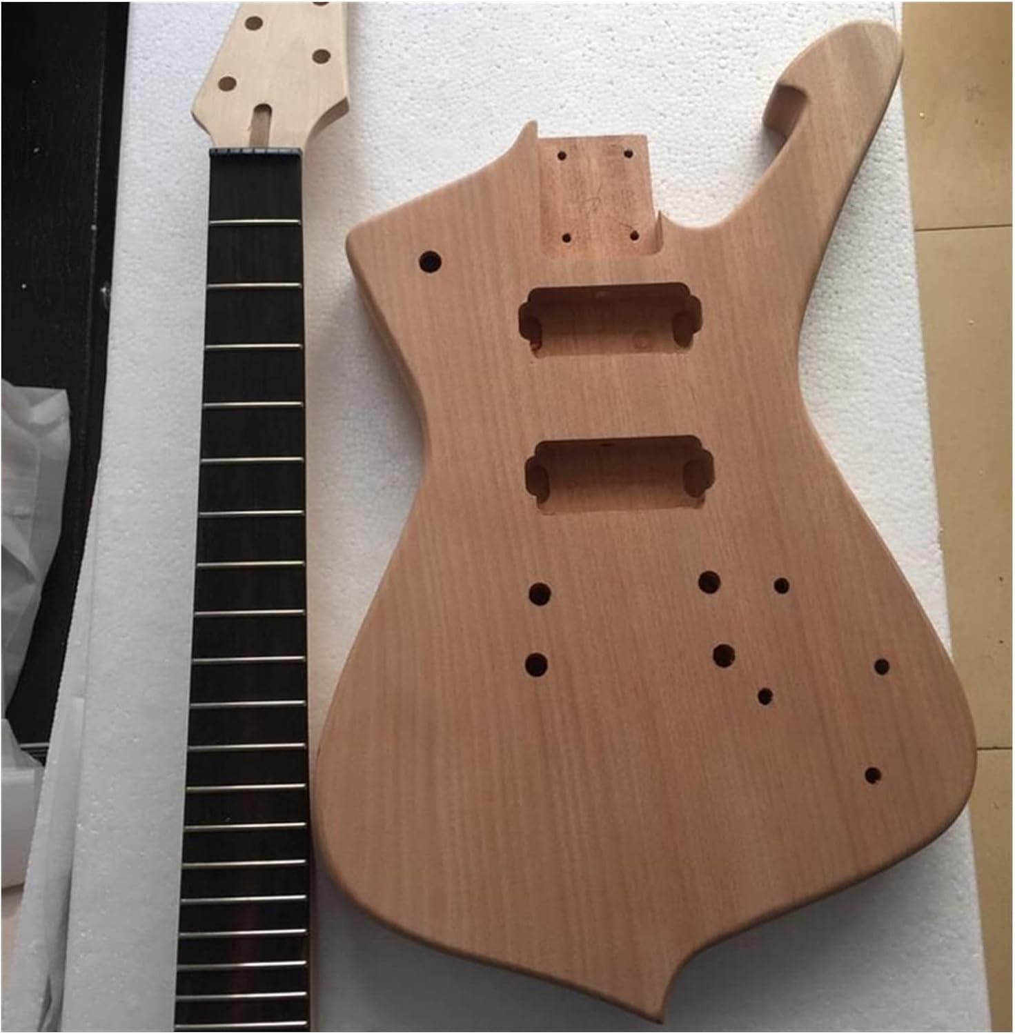 TSTS 7 String Electric Guitar DIY Kit, Mahogany Body, Maple Neck, Rosewood Fretboard, 22 Frets, Brown