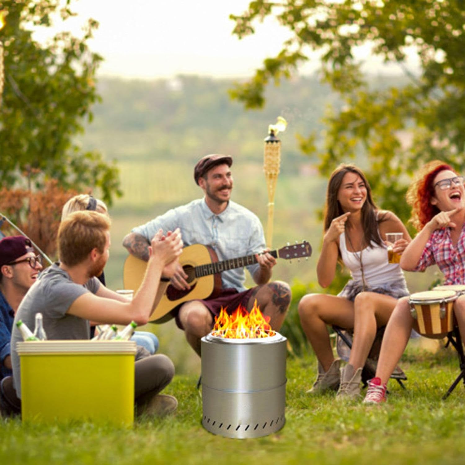 15 Inch Fire Pit Smokeless for Outside Extra Large Smokeless Fire Pit,Durable Stainless Steel for Wood Burning Smokeless Firepit for Patio Garden,Camping,Backyard