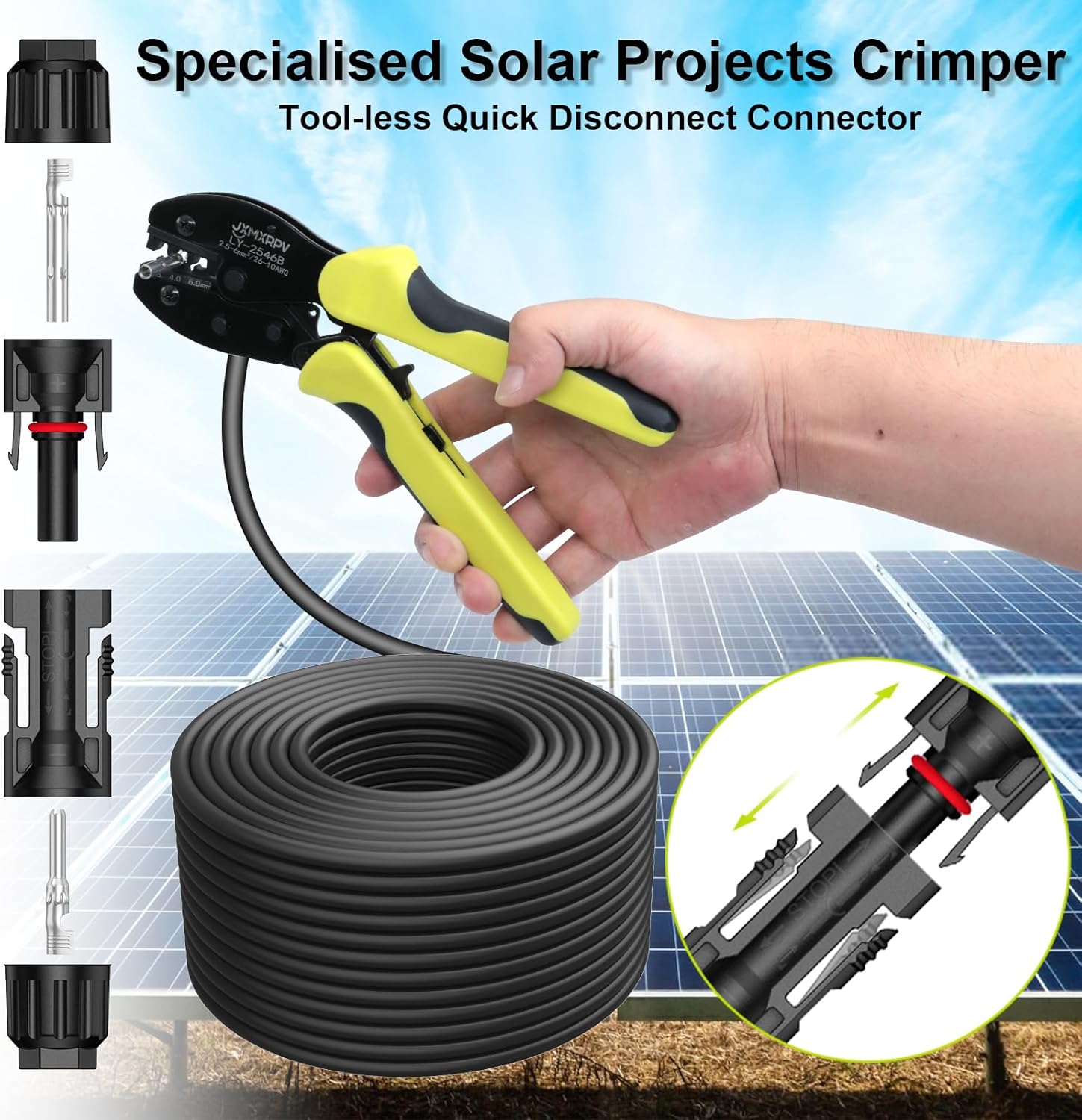 2 to 16 Y Branch Parallel Adapter and Solar Crimper Stripper Tool Kit