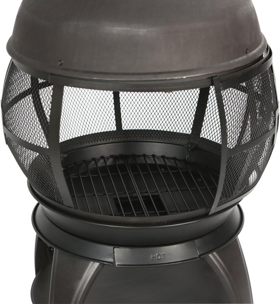 BALI OUTDOORS Wood Burning Fire Pits Chimenea Outdoor Fireplace Wooden Firepit, Brown-Black