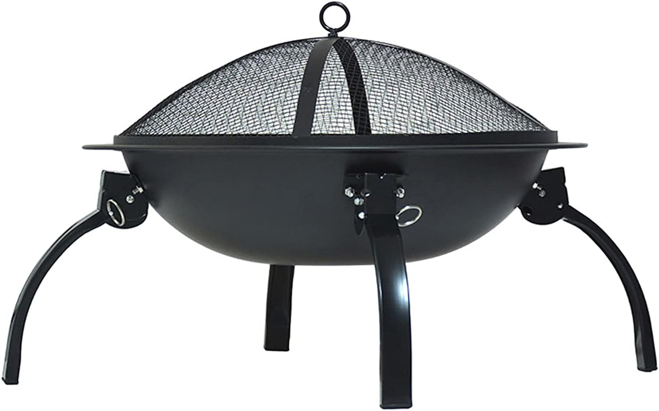 Portable Fire Pits, Outdoor Wood Burning BBQ Grill, Small Fire Pits Bowl with Mesh Spark Screen Cover Wood Firepit Poker, for Camping Bonfire Patio Backyard