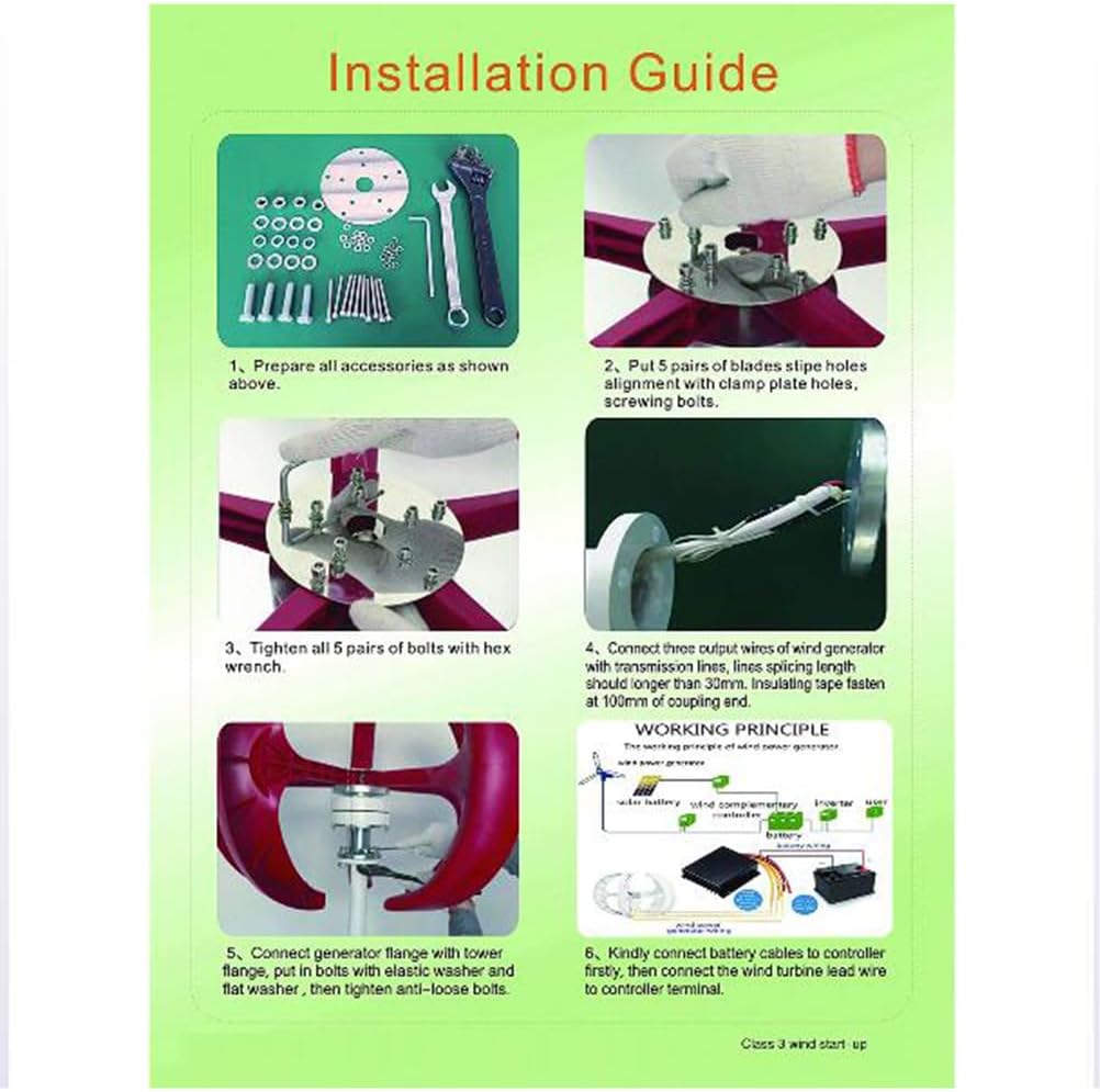 2000W-4000W Low Noise Small Wind Turbine Homeuse, 12V-220V Vertical Wind Turbine Generator for Wind Power and Solar Systems (Black)