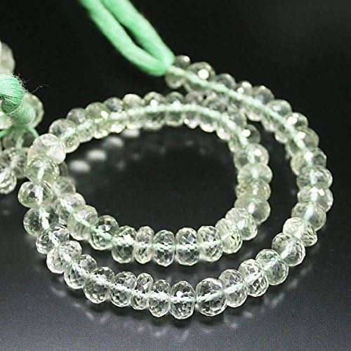 Natural Prasiolite Green Amethyst Faceted Rondelle Micro Gemstone Craft Loose Beads Strand 10