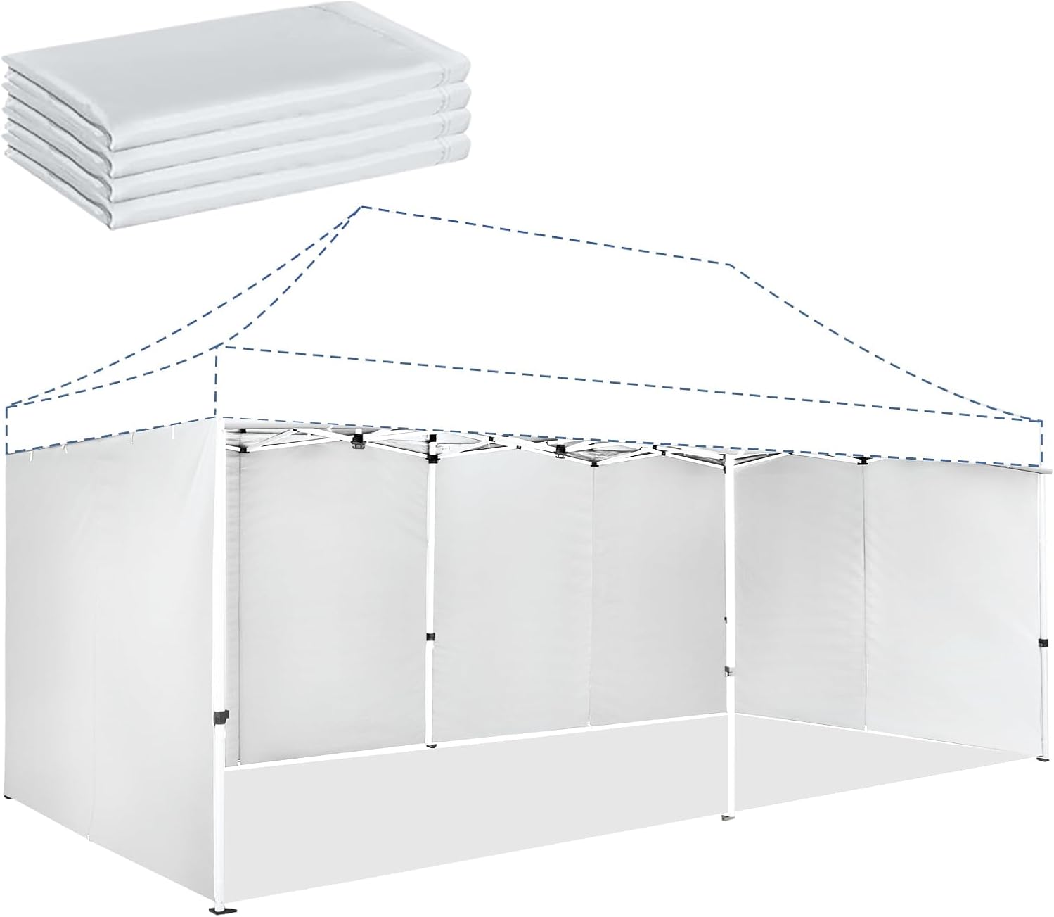 CROWN SHADES 10x20 Canopy Sidewalls (4pck) - Replacement Walls for 10x20 Gazebo, Event Shelter Accessories - White
