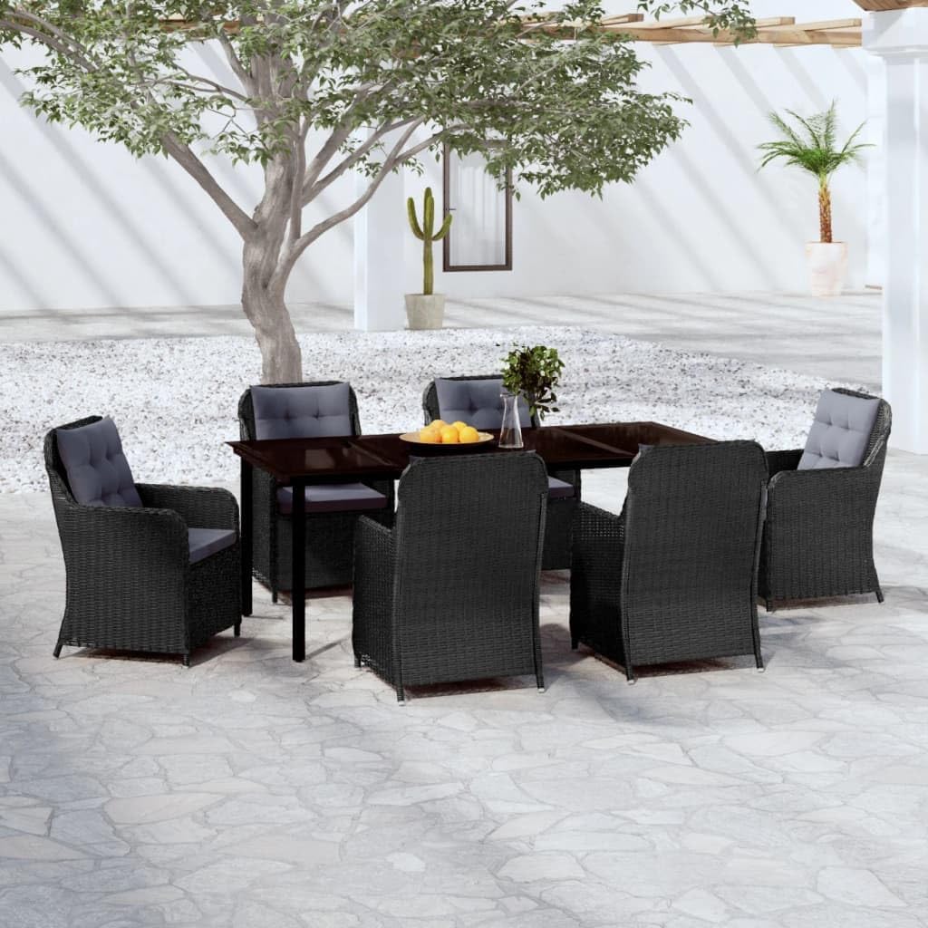 7 Piece Patio Dining Set Black,Elegant Garden Dining Set: Durable and Comfortable for Outdoor Living Patio Furniture Sets, Outdoor Furniture Sets