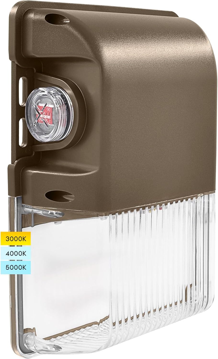 LUXRITE 15/20/25W LED Wall Pack Light with Photocell, 3CCT 3000K/4000K/5000K,1950/2600/3250LM Selectable, Dusk to Dawn LED Outdoor Lighting, IP65 Waterproof, 120-277V, Dimmable, Clear Lens
