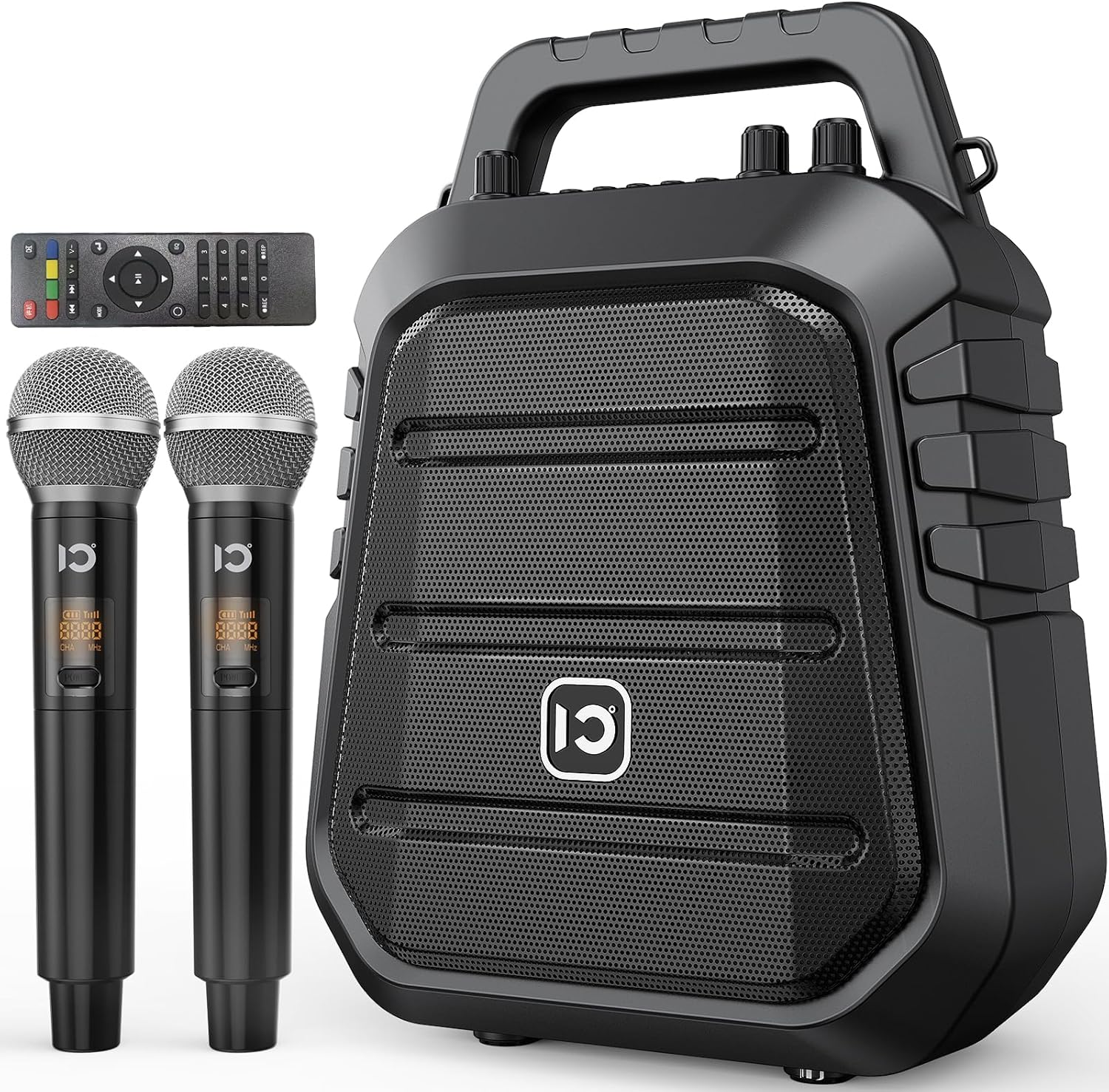 SHIDU 80W Powerful Voice Amplifier with 2 Wireless Microphones, Portable Speaker with Microphone, PA System with Sound Effects, Karaoke Machine Support BT/USB/TF Card/Aux/Guitar