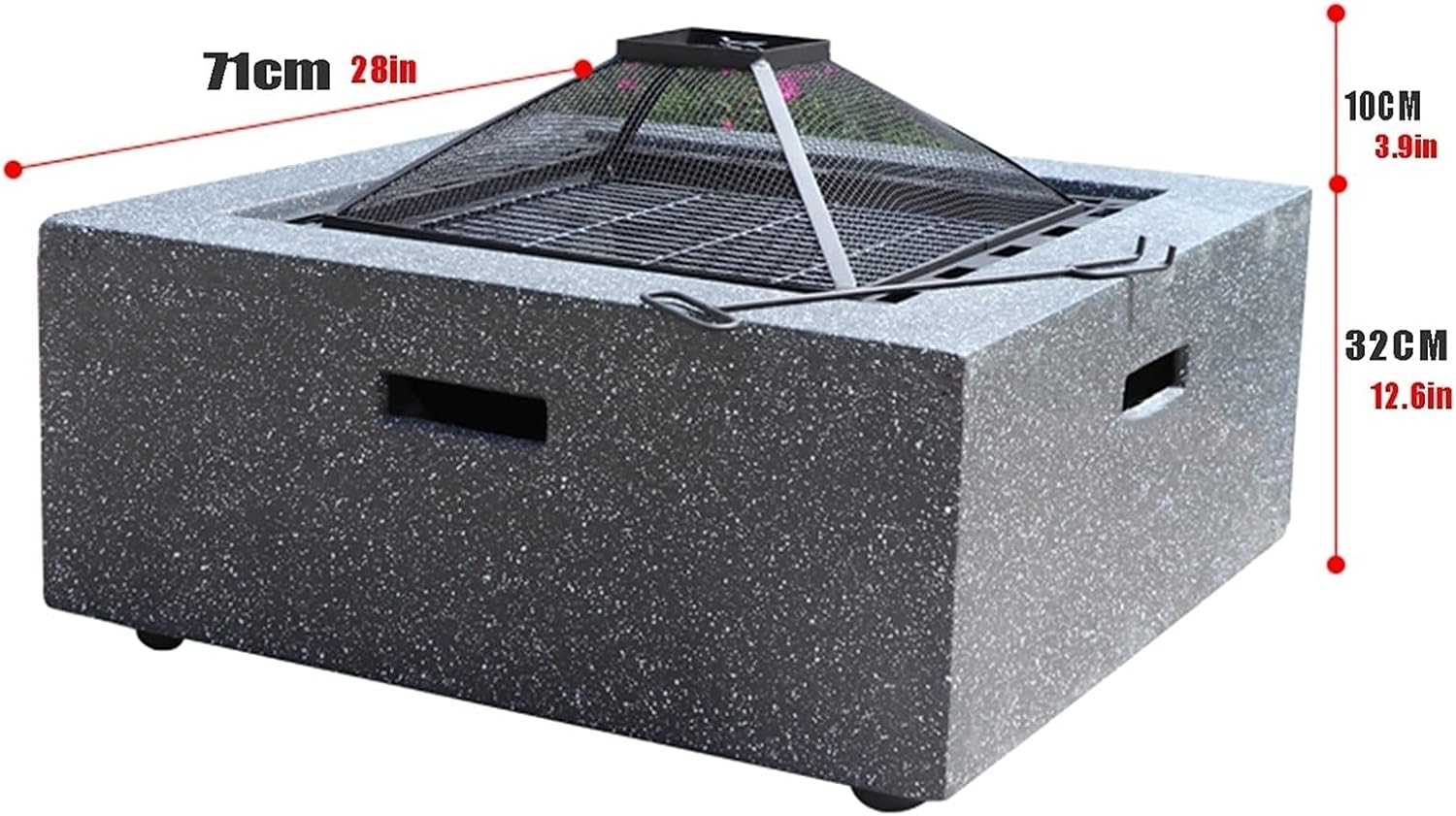 Fire Pits Outdoor 71cm Garden Terrace Heavy-Duty BBQ Table, Outdoor Cooking Fire Pit, Burning Fire Bowl, Multi-Function Heating Fireplace