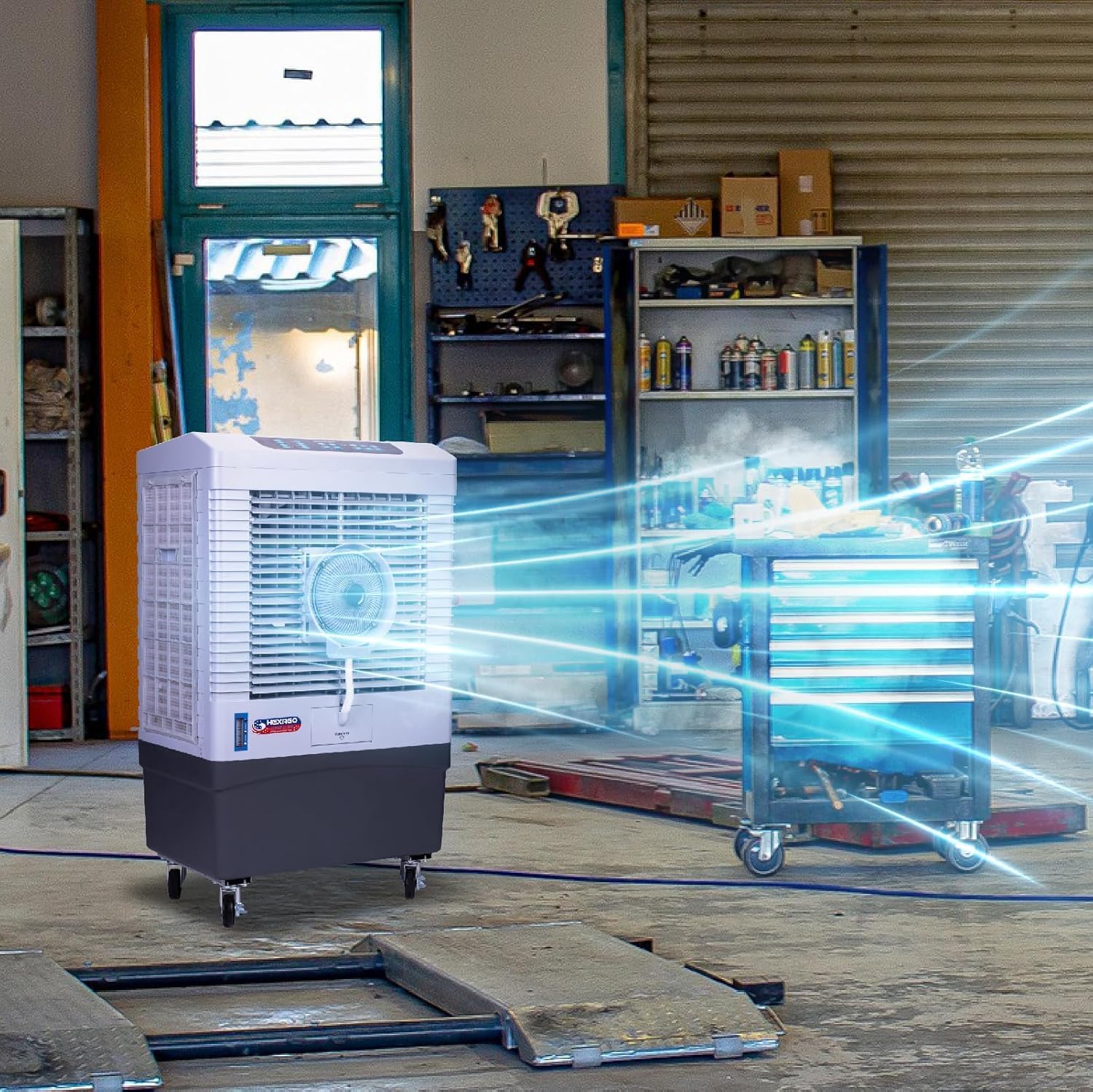 Hexago 5000 CFM Evaporative Air Cooler with Mist, 3-Speed Swamp Cooler, Remote & 15H Timer, 13.2 Gal Tank, Water Shortage Alert, 9FT Cord, ETL Listed for Indoor/Outdoor, Patio & Garage
