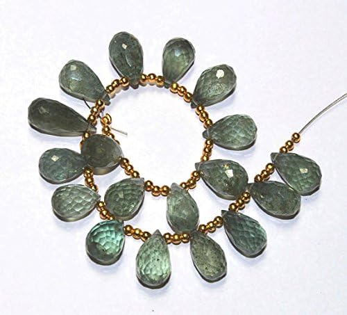 13 inch natural beads strand of 13x8-17x8mm faceted teardrop moss aquamarine gemstone briolletes beads for DIY jewelry - necklace, bracelet, earring, ring.