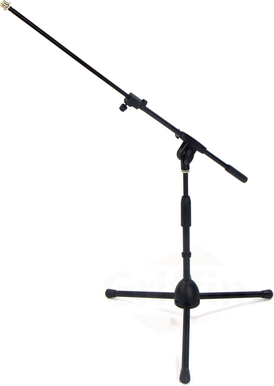 GRIFFIN 2 Pack Short Tripod Mic Stands (Low Profile-X Series) with Boom Arm & Telescoping Holder – For Kick Drum, Studio Recording & Guitar Amp Mic