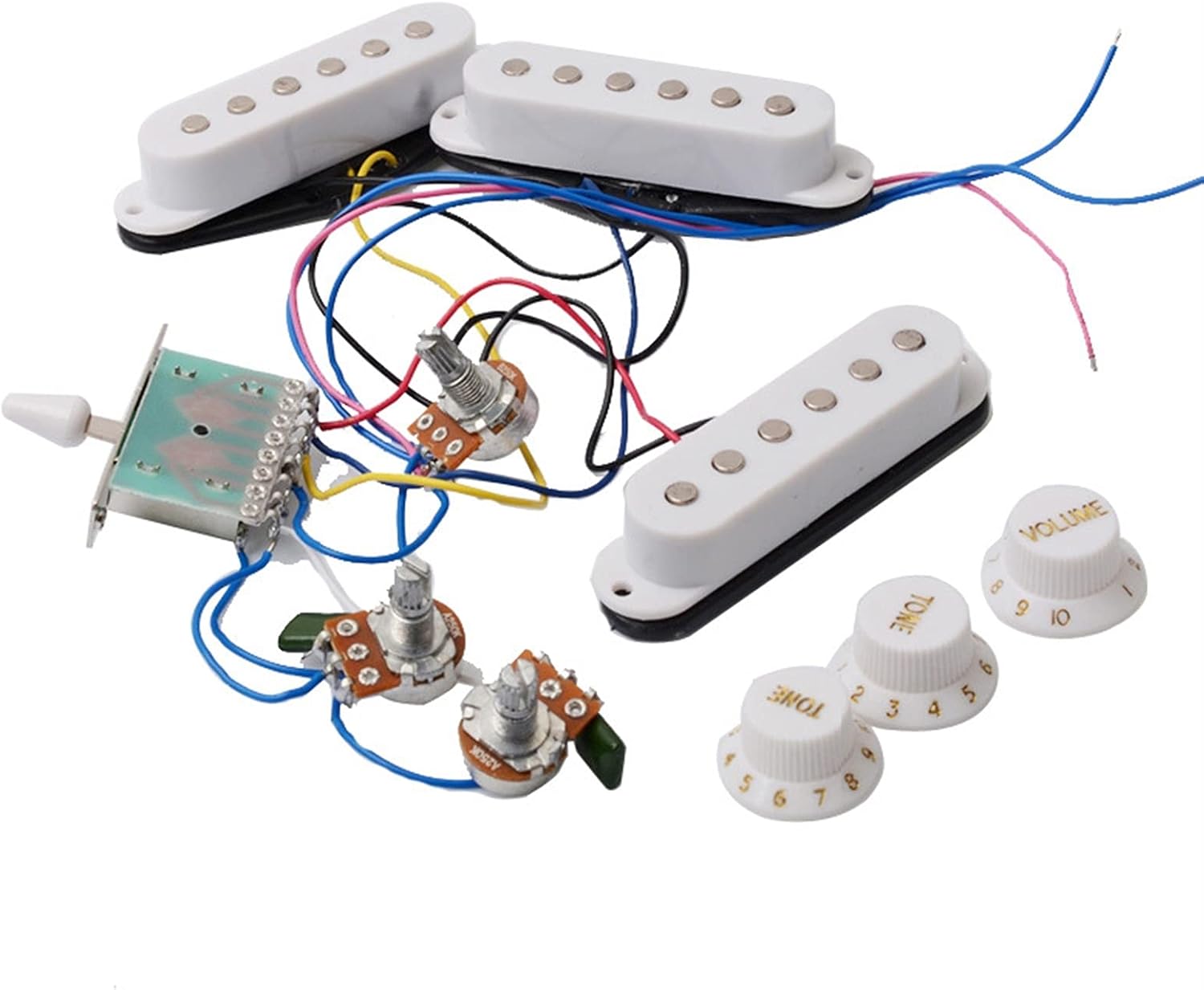 Electric Guitar Pickups Electric Guitar SSS Pickup Complete Line with Pickup 250K Potentiometer Electric Guitar Connection Line for Stratocaster Guitar Pickup Set (Color : White)