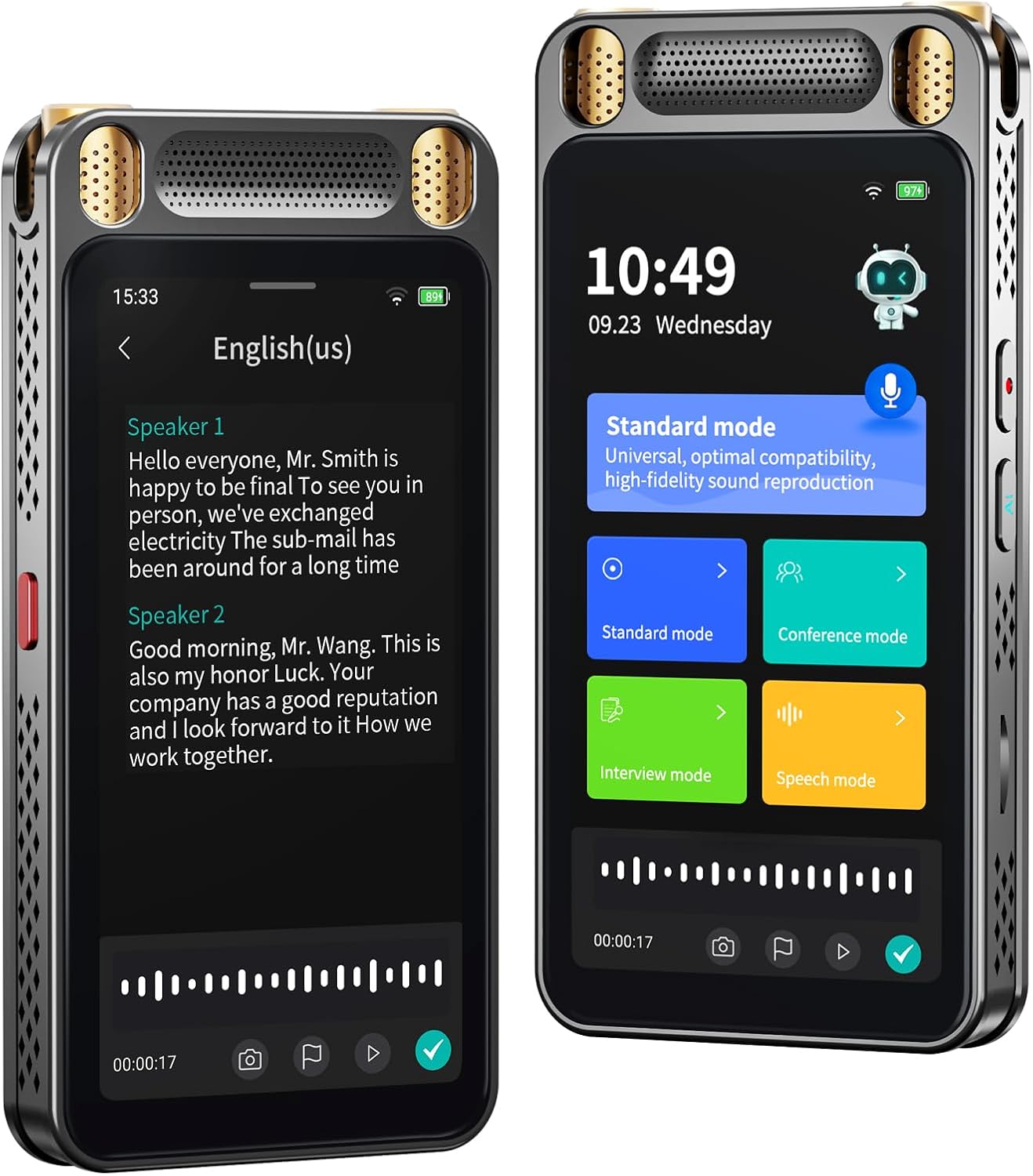 Online Offline Voice Recorder with Playback, AI Digital Voice Recorder with Free Transcription, 134 Languages Voice-to-Text, Noise Reduction, Professional Recorder Device for Meetings, Lectures