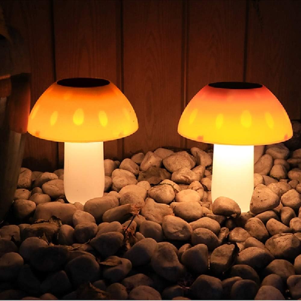 Solar Mushroom Lights Outdoor Ground LED Landscape Lights Light Sensor Light, Waterproof Solar Lights for Garden,Backyard,Step,Grass Ground(2 Pack, Warm White)