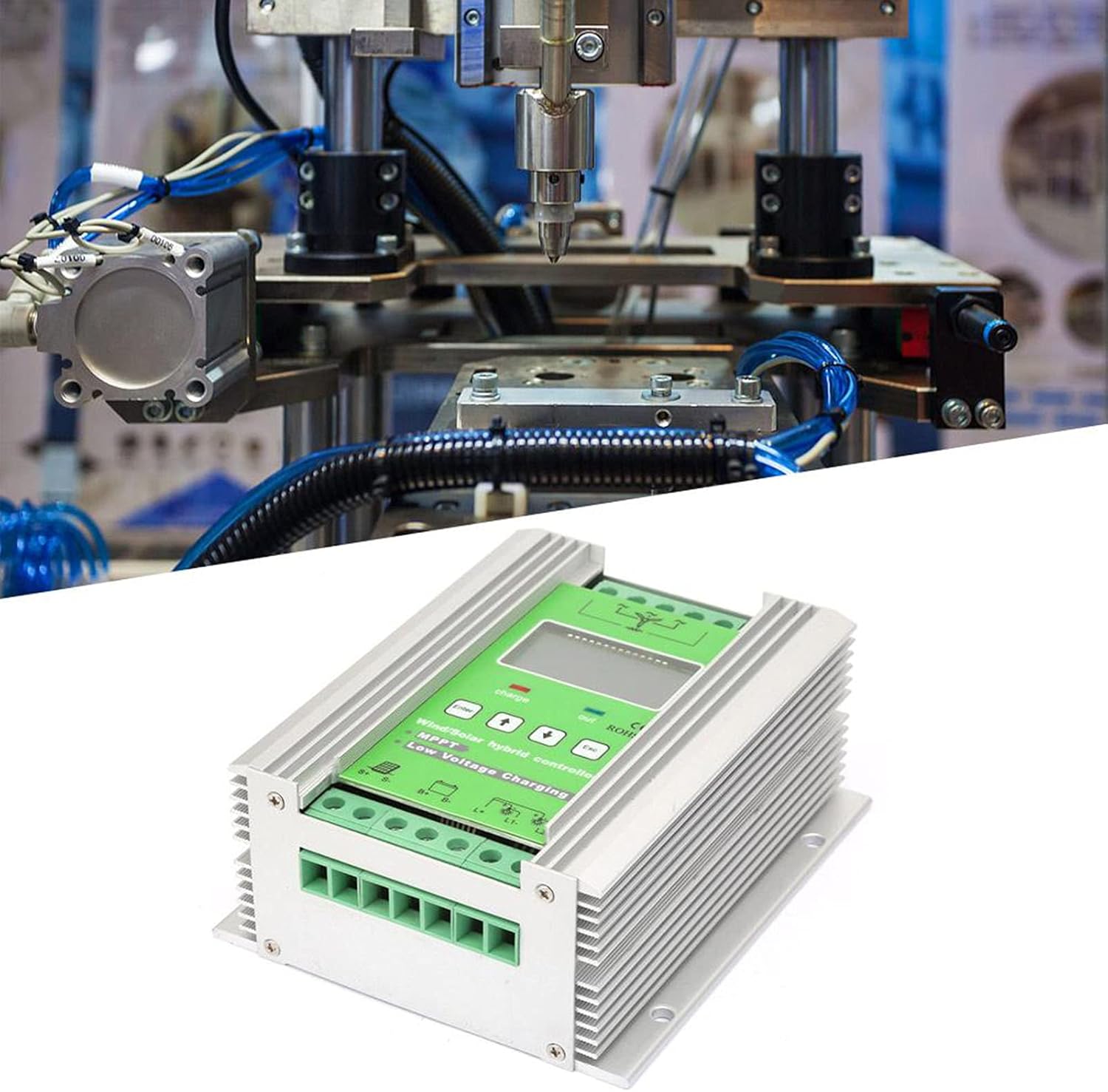 MPPT Wind Solar Combined Charging Regulator | 12V / 24V Auto Recognition & Boost Charging | LCD Display for Battery Voltage / Charging Current / System Status | 300W Solar & Wind