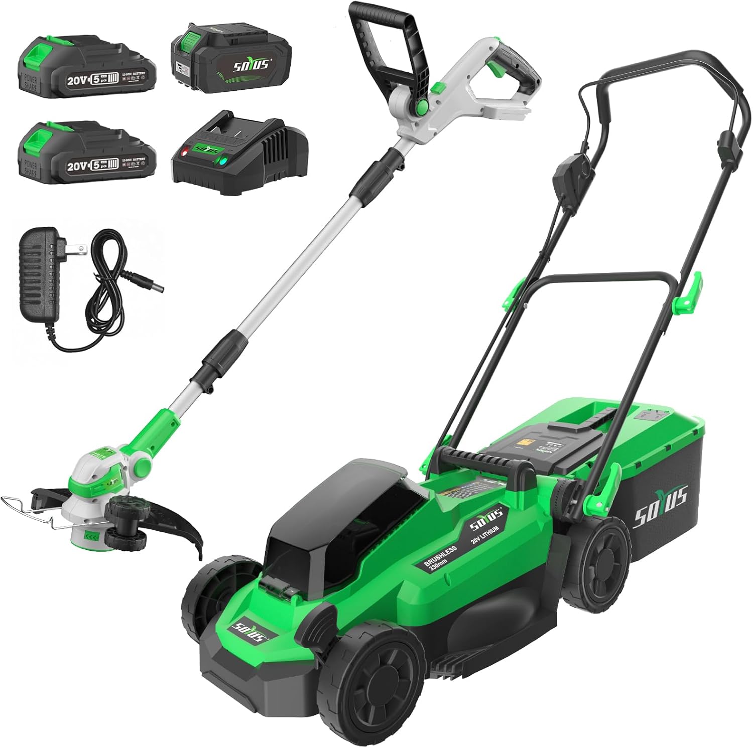 SOYUS Electric Cordless13 Inch 20V Lawn Mower & 20V 12 Inch Weed Wacker