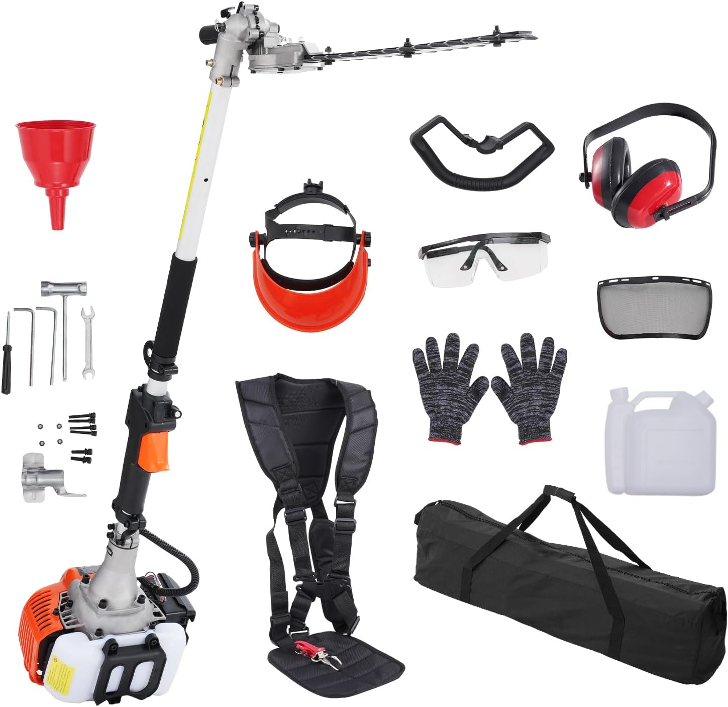 VEVOR Gas Hedge Trimmer 2 Cycle with Extension Pole, 15.7-inch 26cc Gas Powered Pole Hedge Trimmer with Dual Sided Dual Action Blade, Great for Trimming Shrubs, Bushes, w/EPA, CE and EMC Certification