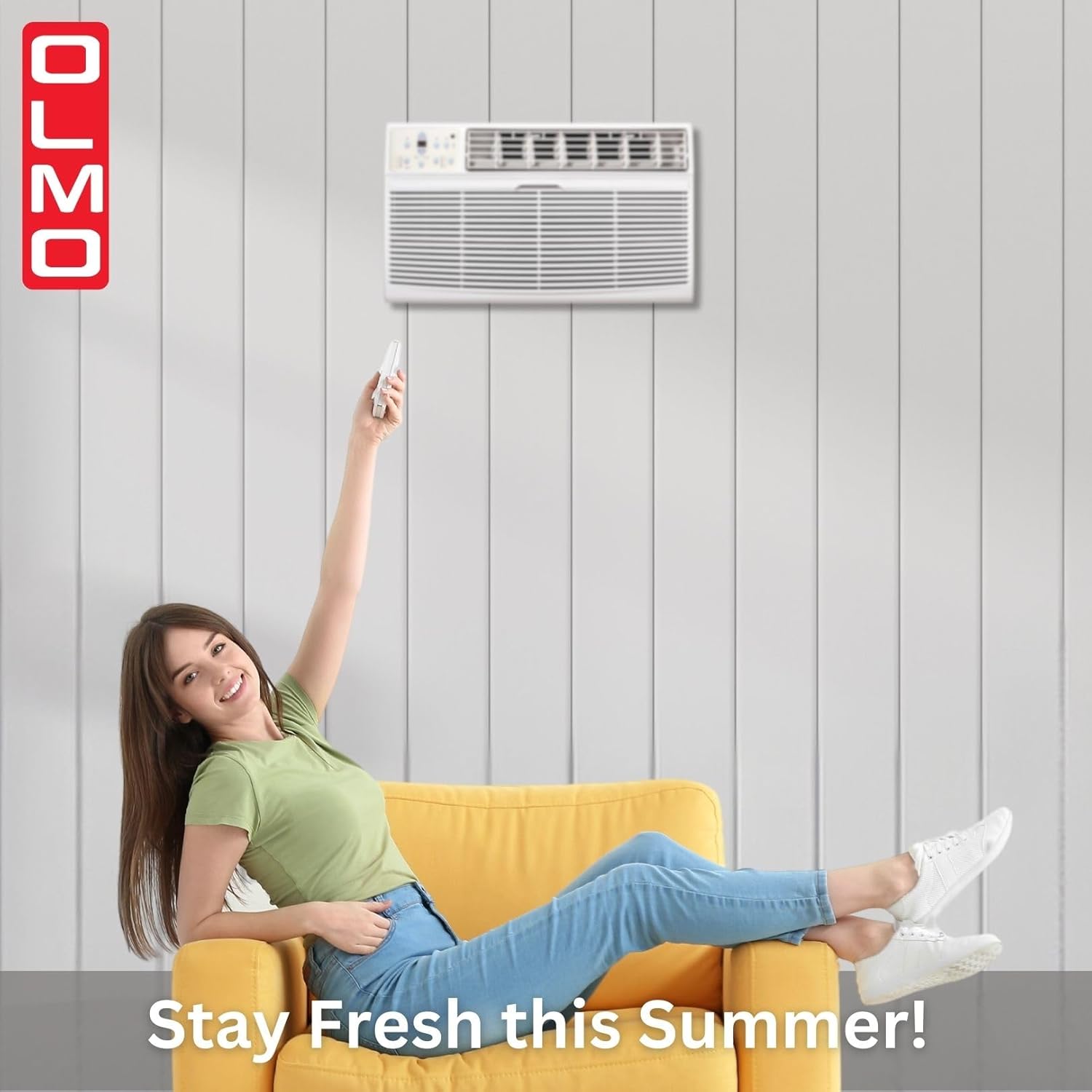 OLMO 12,000 BTU 115V Through-the-Wall Air Conditioner – Cooling Only – Includes Remote Control & Built-In Wireless Smart Kit – R-32 Refrigerant