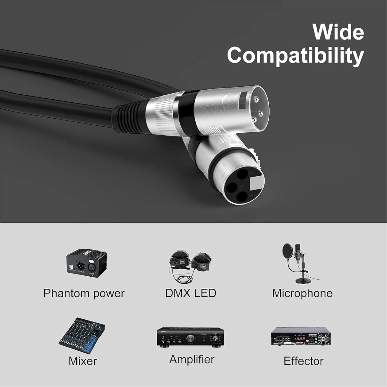 XLR Microphone Cable (6 Pack) XLR Male to Female Mic Cable 3-Pin Balanced Shielded XLR Cable for Amp Mixer Recording Studio Etc(1m)