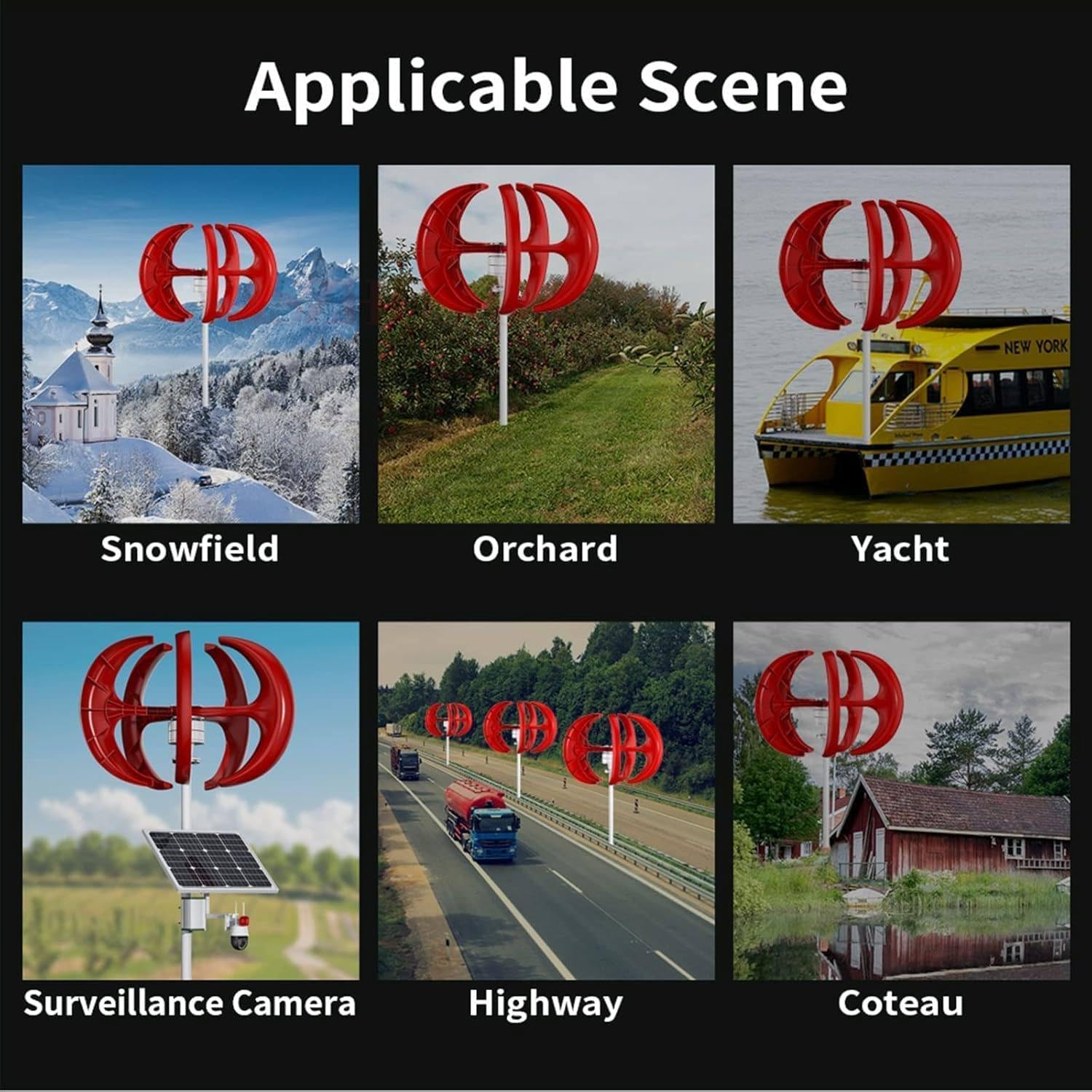 Lantern Type Wind Turbine, 5 Blade Horizontal Wind Power Generator Kit with High Temperature Resistant Copper Electric Coil and Nylon Fiber Reinforced Blades for Home, Marine, Street Lighting