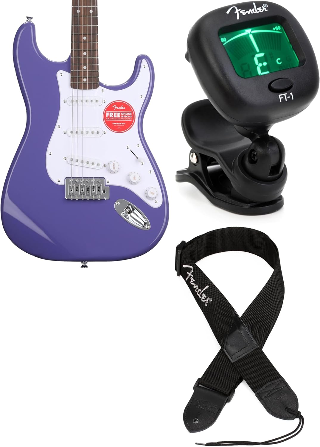 Fender Squier Sonic Stratocaster Electric Guitar - Ultraviolet Finish, Laurel Fingerboard, Includes Tuner and Strap