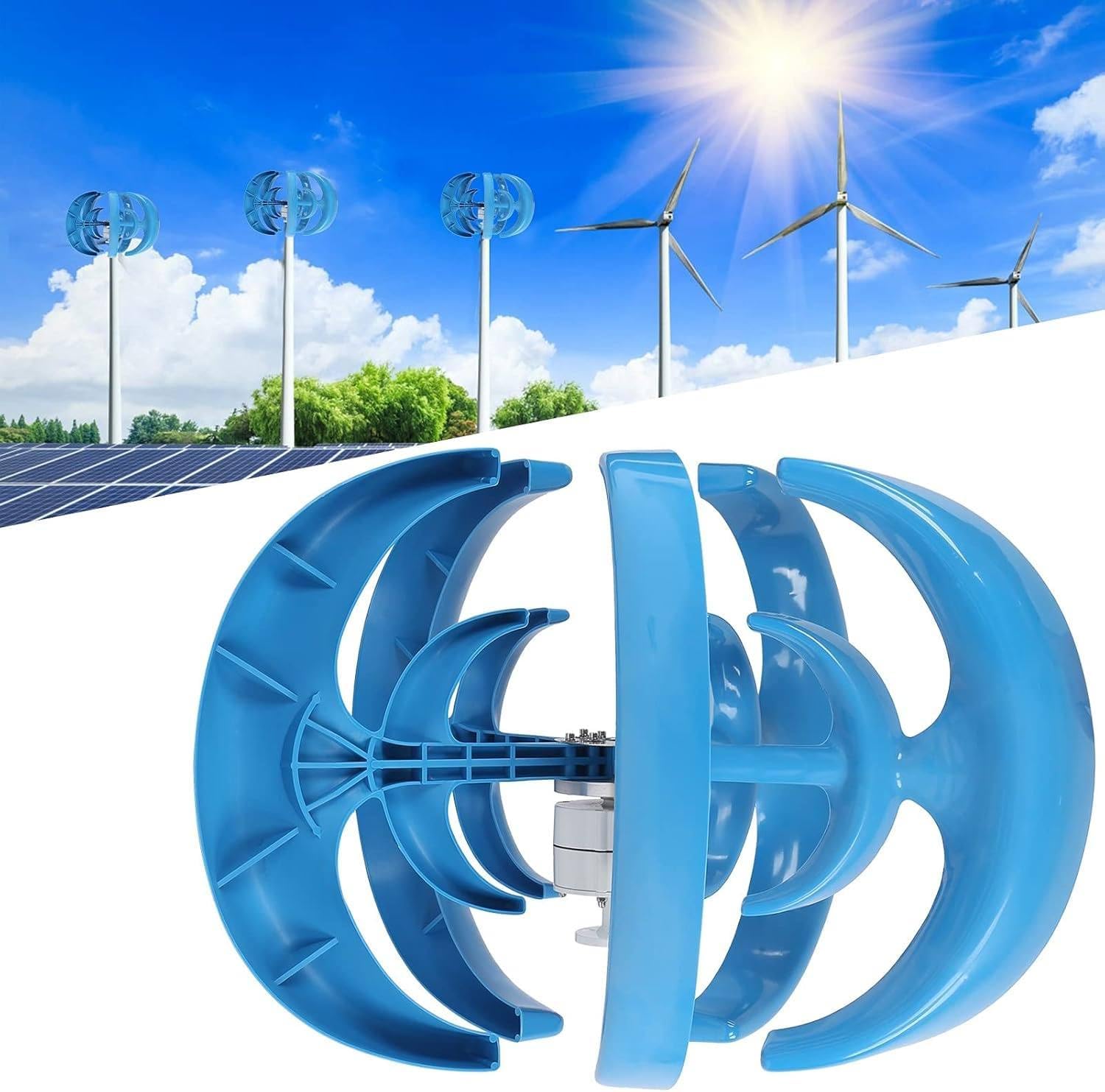 800W Silent Vertical Wind Turbine Generator, Magnetic Levitation Design with MPPT Controller, Efficient 24V Windmill for Home & Off-Grid Use - Blue