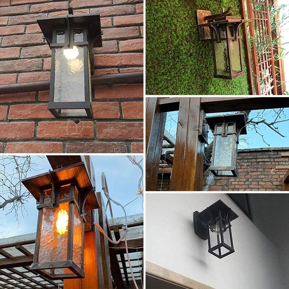 Outdoor Wall Lighting Fixture, Balcony Waterproof Ip54 Wall Lantern American Style Courtyard Garden Villa Wall Lamp Country Doorpost Aisle Fence Aluminum E27 Wall Sconce Fixture,Black